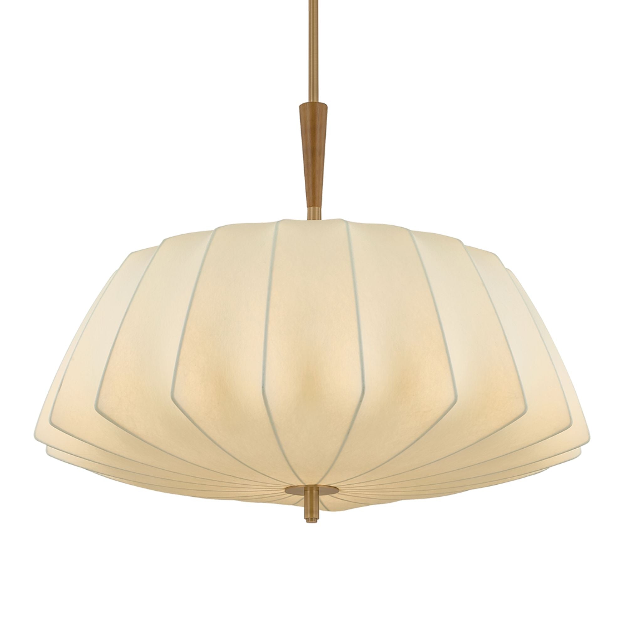 Troy Flinders Pendant Light, Patina Brass with Cream Polymer Fabric Shade