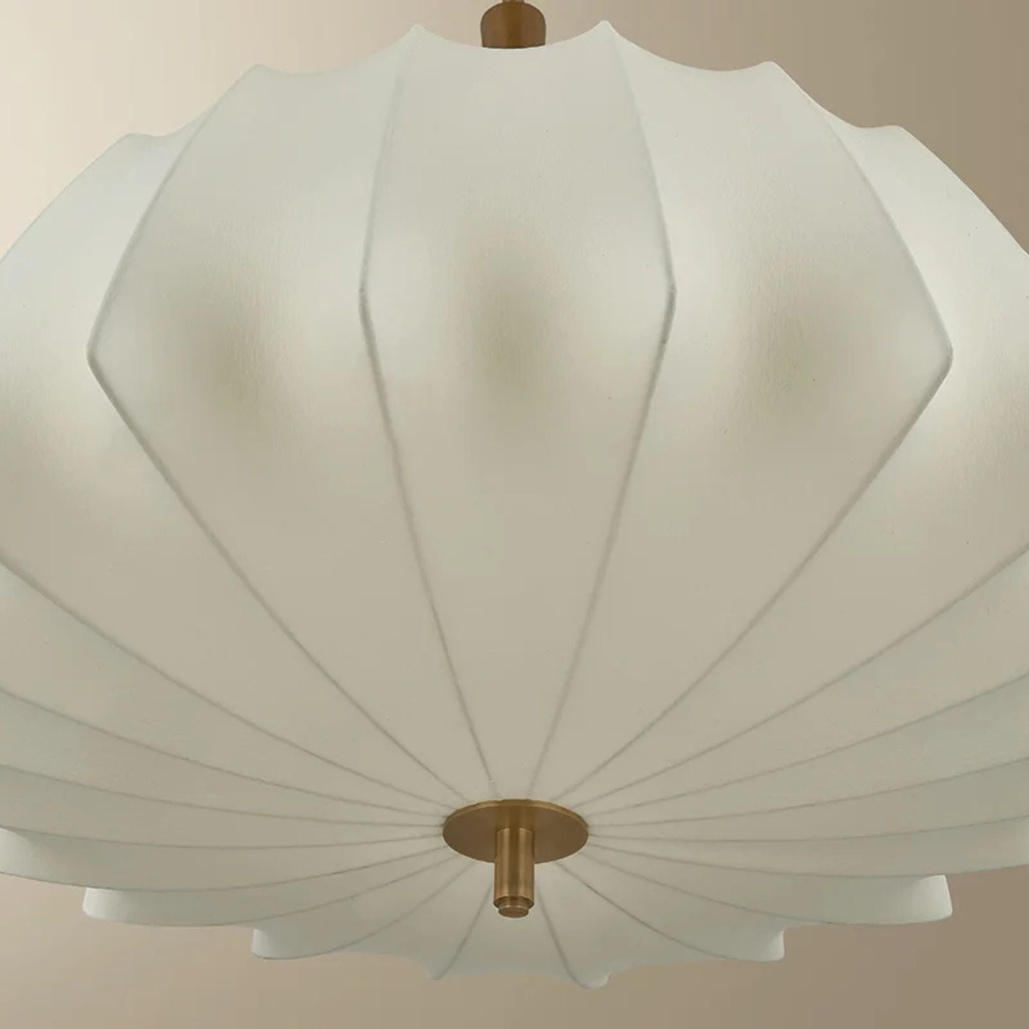 Troy Flinders 32.25 in. Pendant Light, Patina Brass with Cream Polymer Fabric Shade