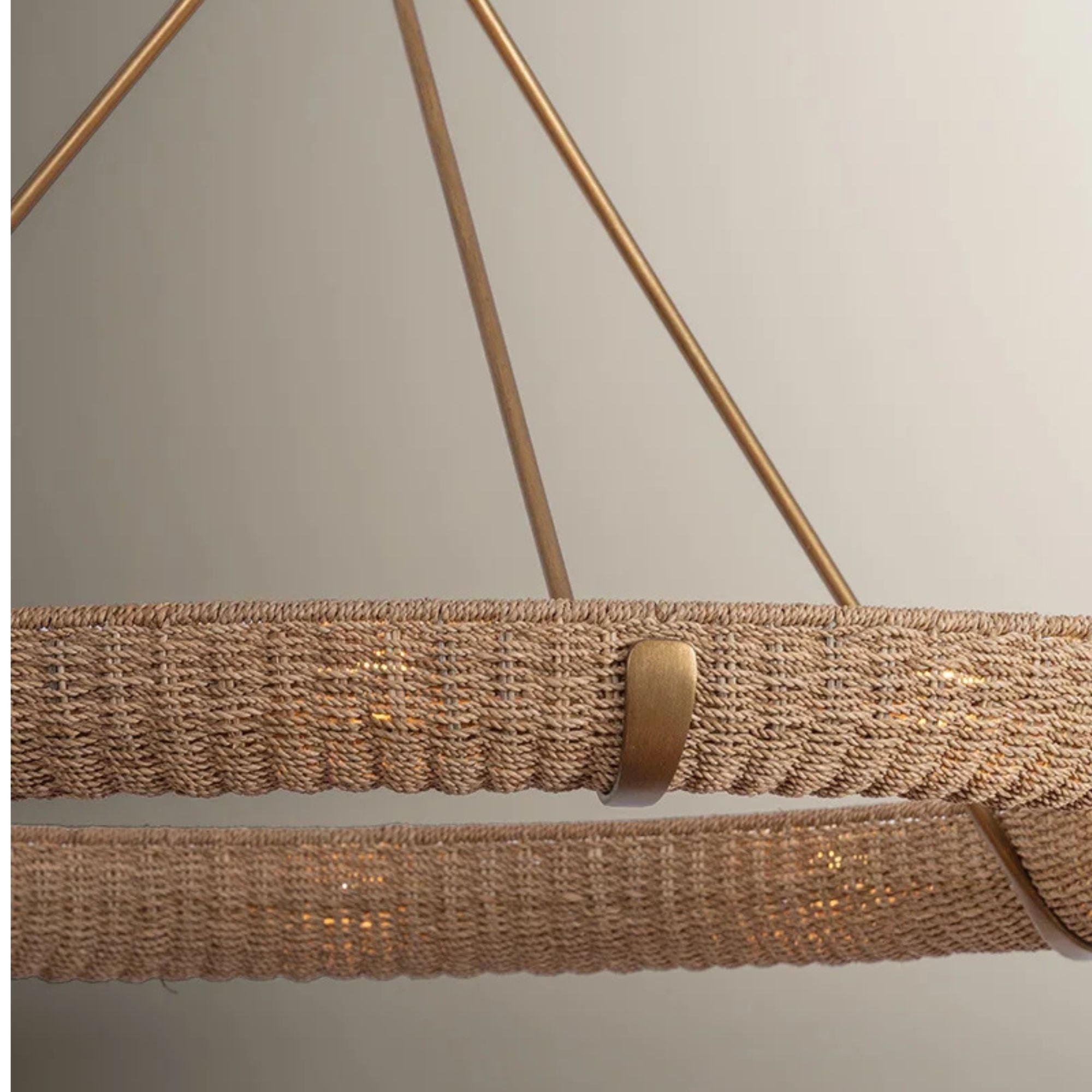 Troy Floyd 52 in. 12-Light Chandelier, Patina Gold Leaf with Natural Woven Abaca Shade