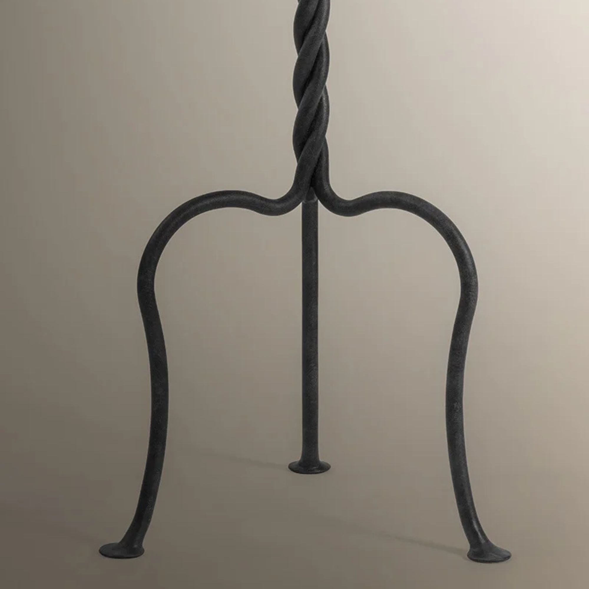 Troy Francisco Floor Lamp, 64 in. Height, French Iron with Natural Woven Abaca Shade