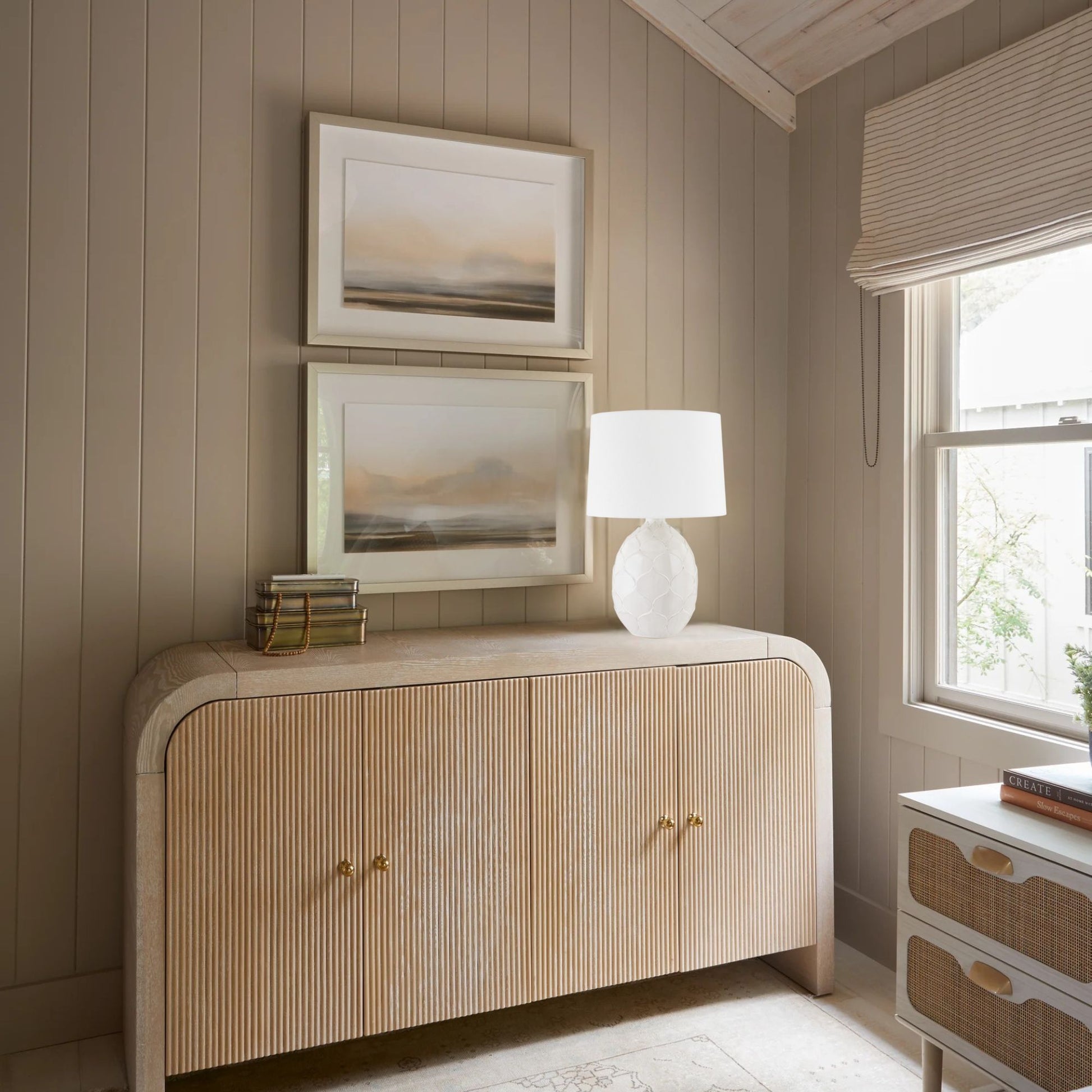 Troy Lighting - Gardena 23" Table Lamp, Patina Brass/Ceramic Reactive White Finish | Bees Lighting