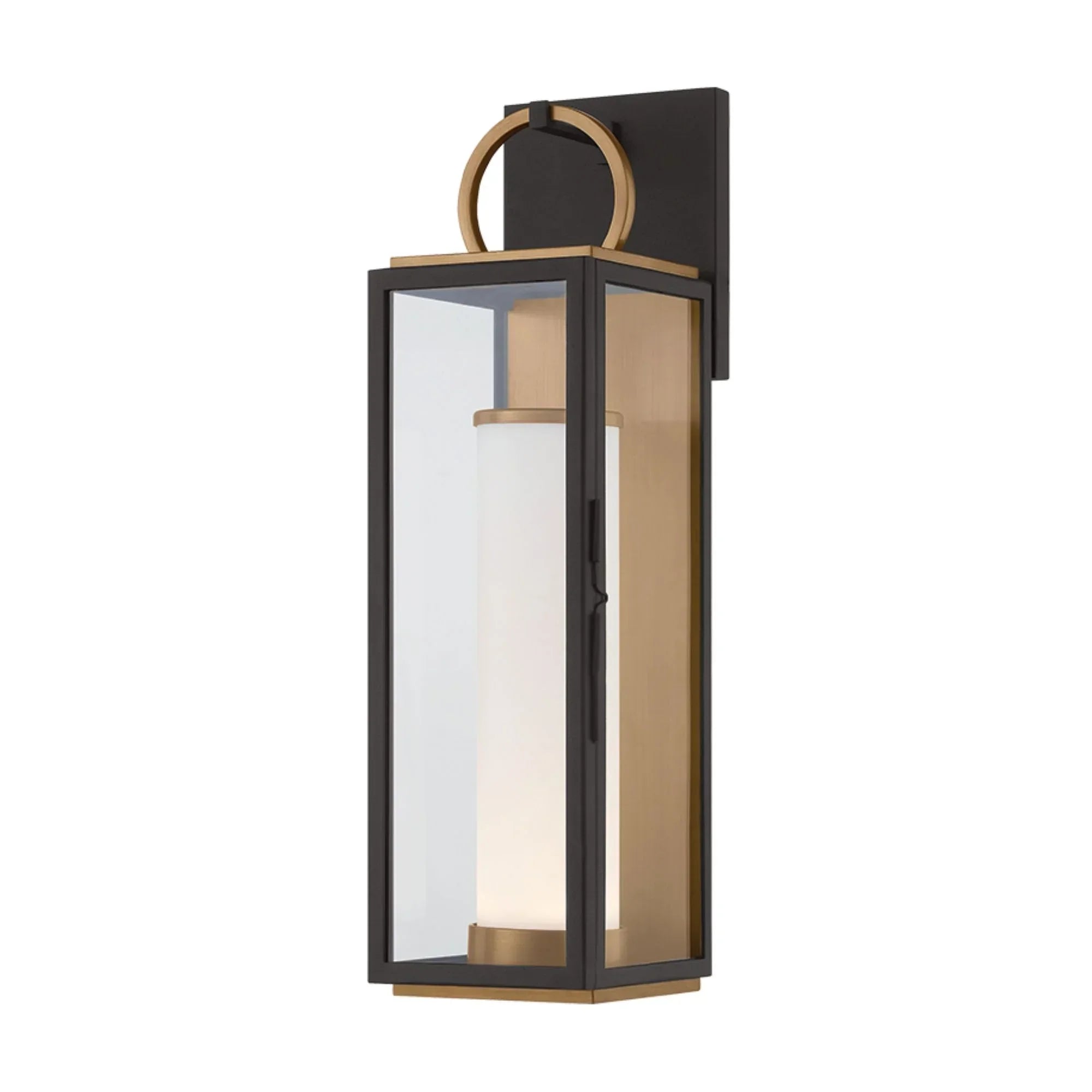 Gareth 18" LED Outdoor Wall Sconce, Patina Brass/Textured Black Finish