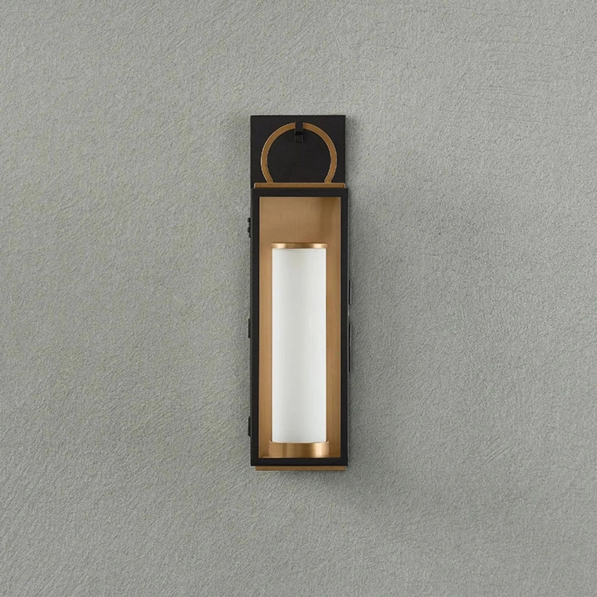 Gareth 18" LED Outdoor Wall Sconce, Patina Brass/Textured Black Finish