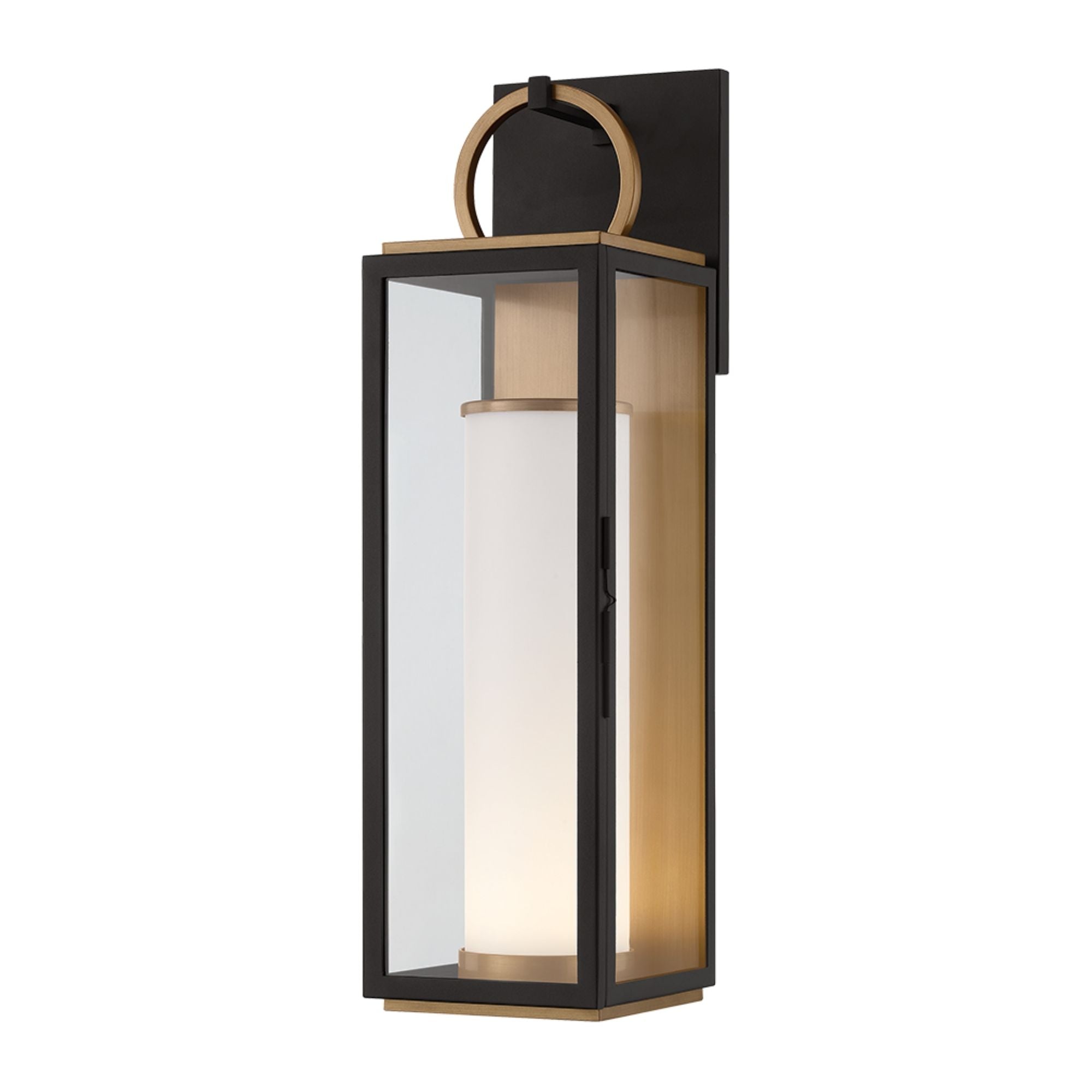 Gareth 23" LED Outdoor Wall Sconce, Patina Brass/Textured Black Finish