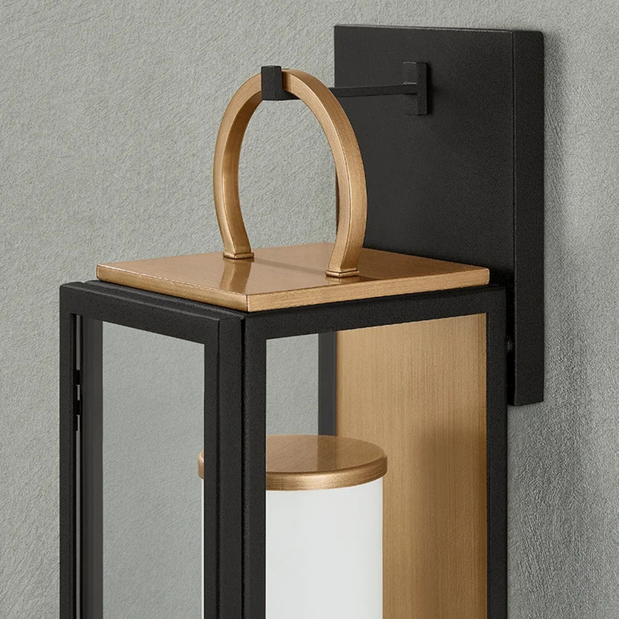 Gareth 23" LED Outdoor Wall Sconce, Patina Brass/Textured Black Finish