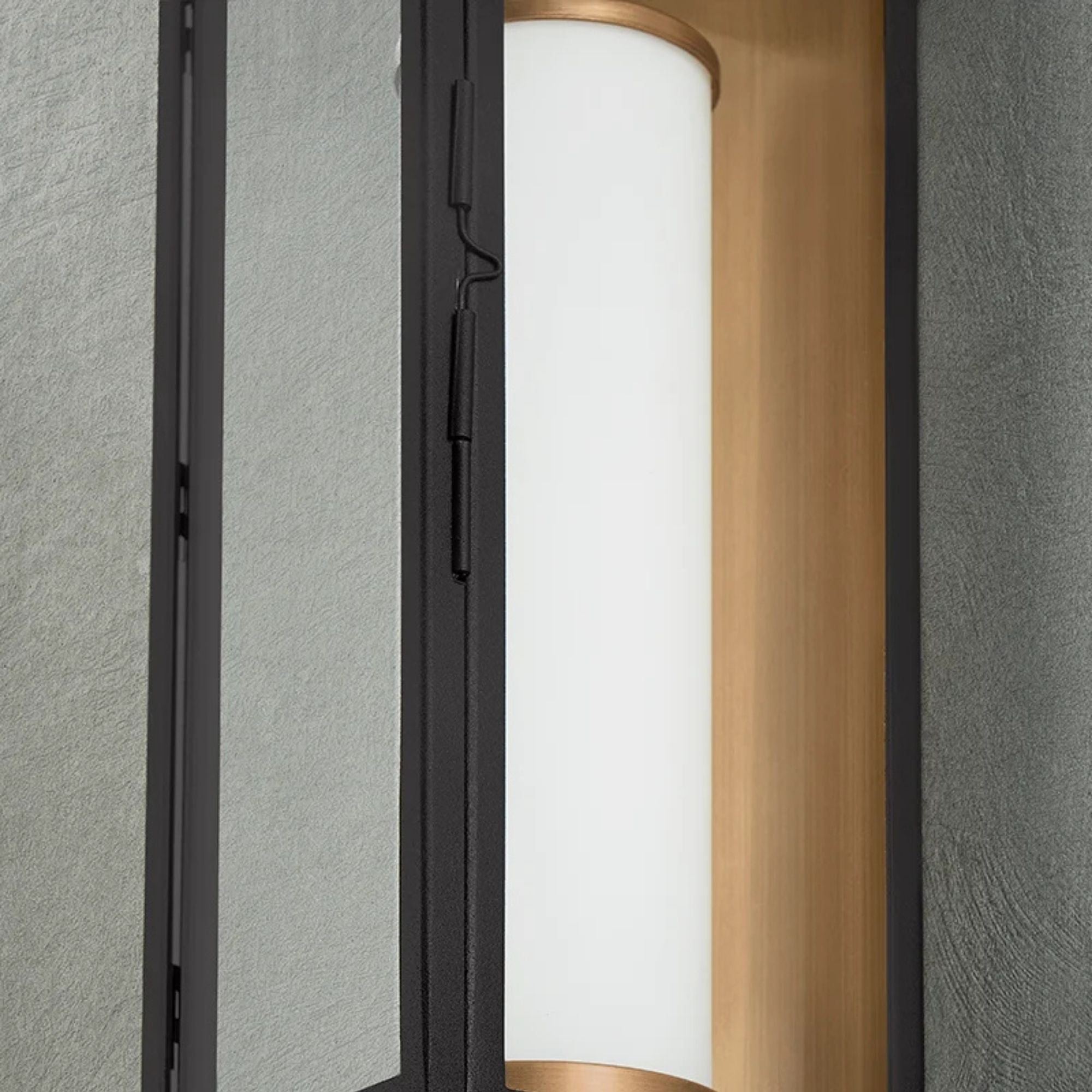 Gareth 23" LED Outdoor Wall Sconce, Patina Brass/Textured Black Finish