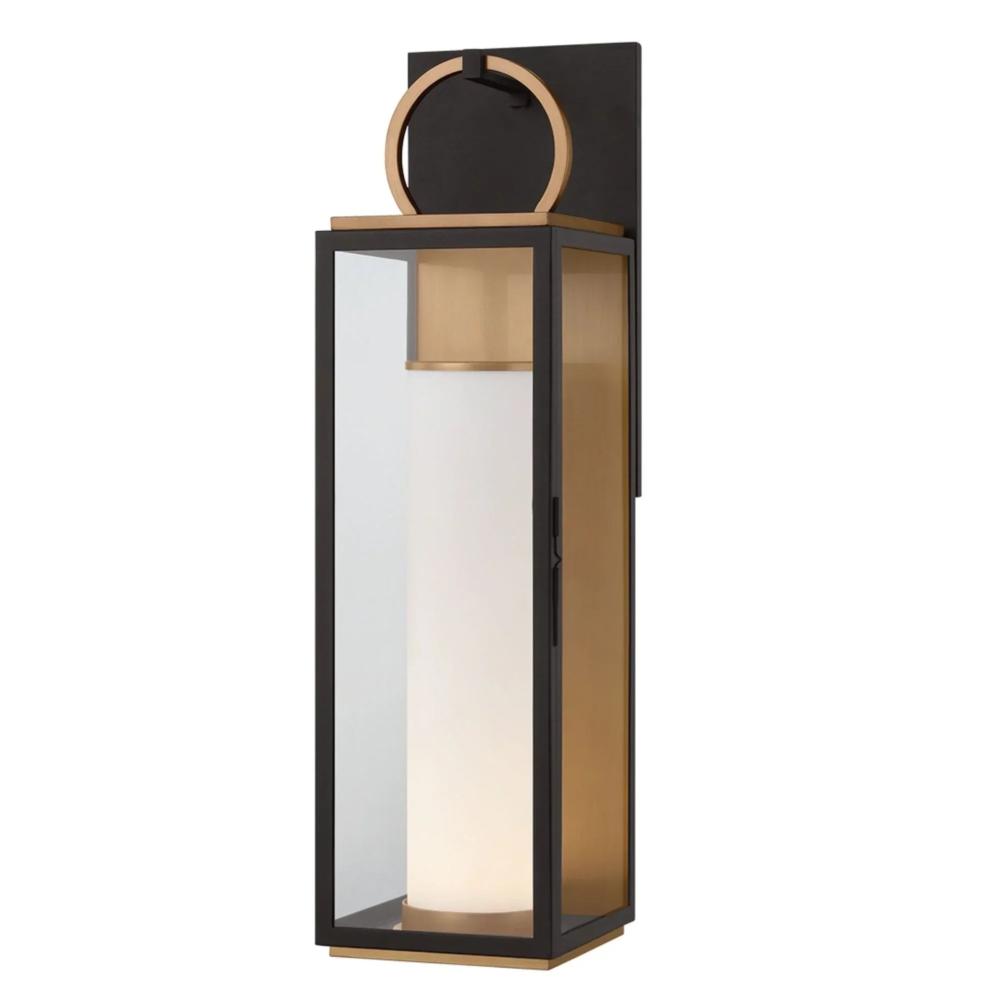 Gareth 29" LED Outdoor Wall Sconce, Patina Brass/Textured Black Finish