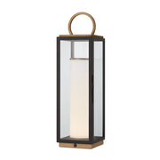 Gareth 23" LED Rechargeable Table Lamp, Patina Brass/Textured Black Finish