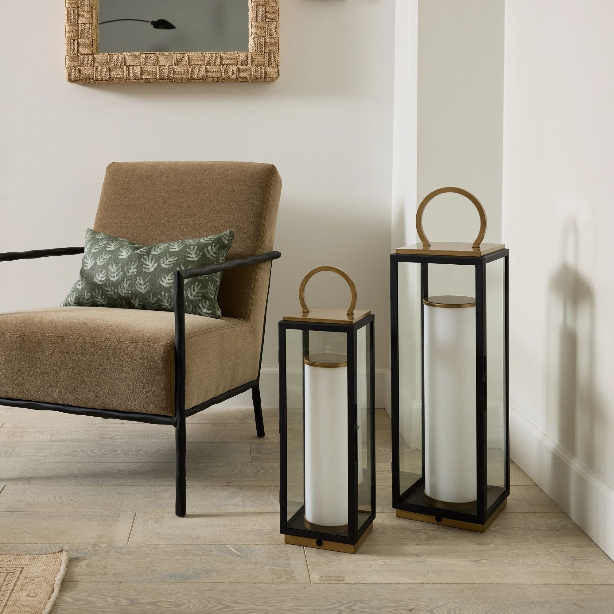 Gareth 23" LED Rechargeable Table Lamp, Patina Brass/Textured Black Finish