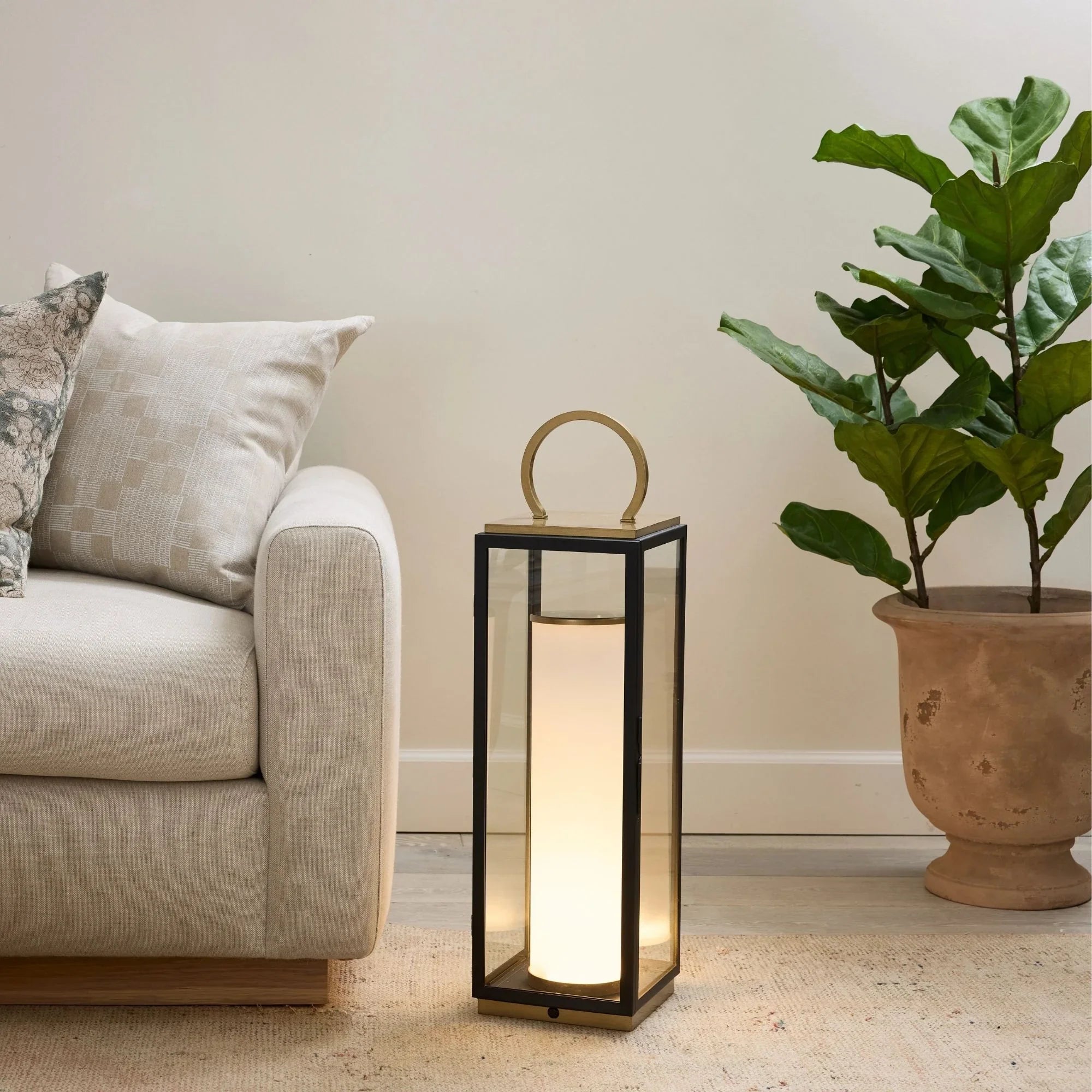 Troy Lighting - Gareth 29" LED Rechargeable Table Lamp, Patina Brass/Textured Black Finish | Bees Lighting