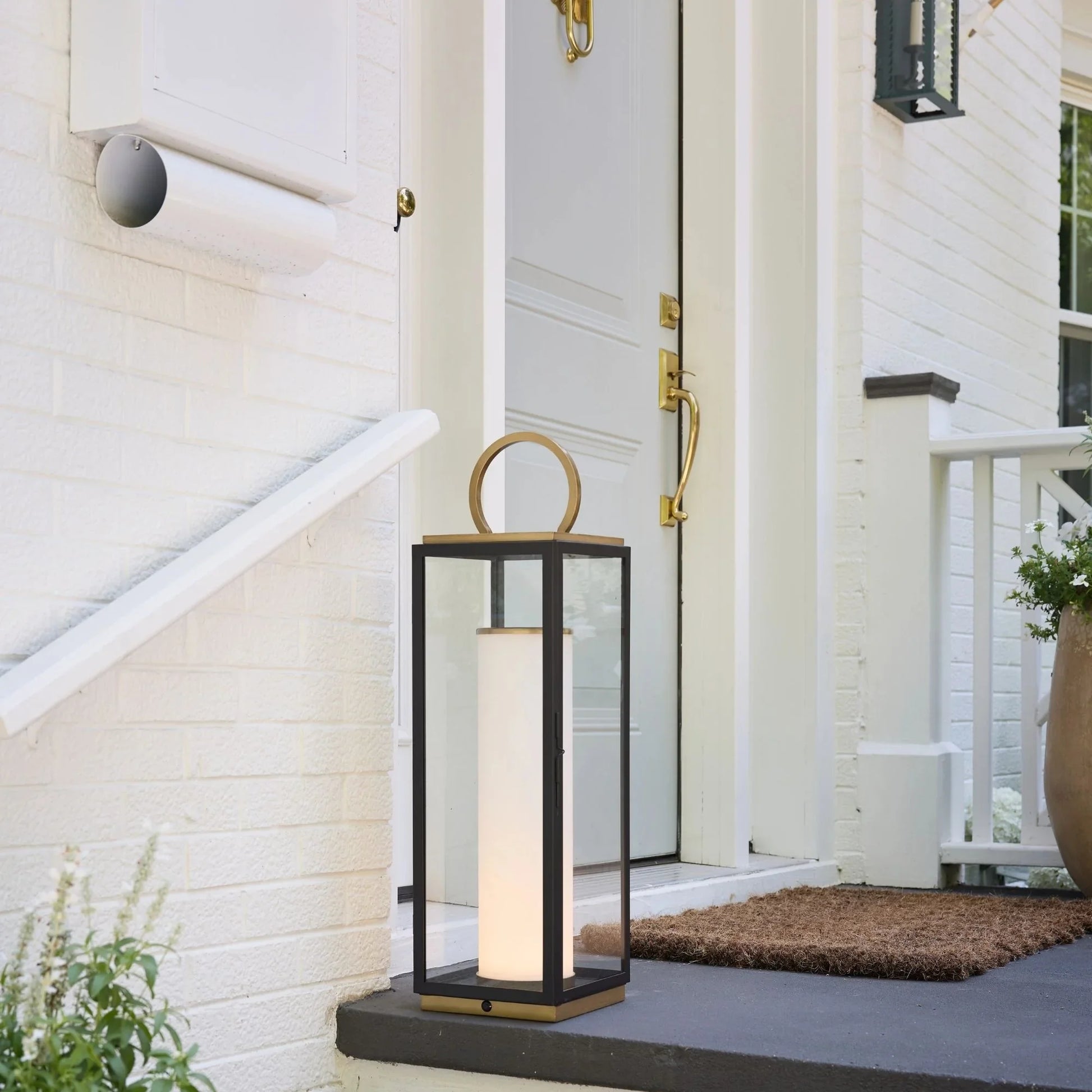 Troy Lighting - Gareth 29" LED Rechargeable Table Lamp, Patina Brass/Textured Black Finish | Bees Lighting