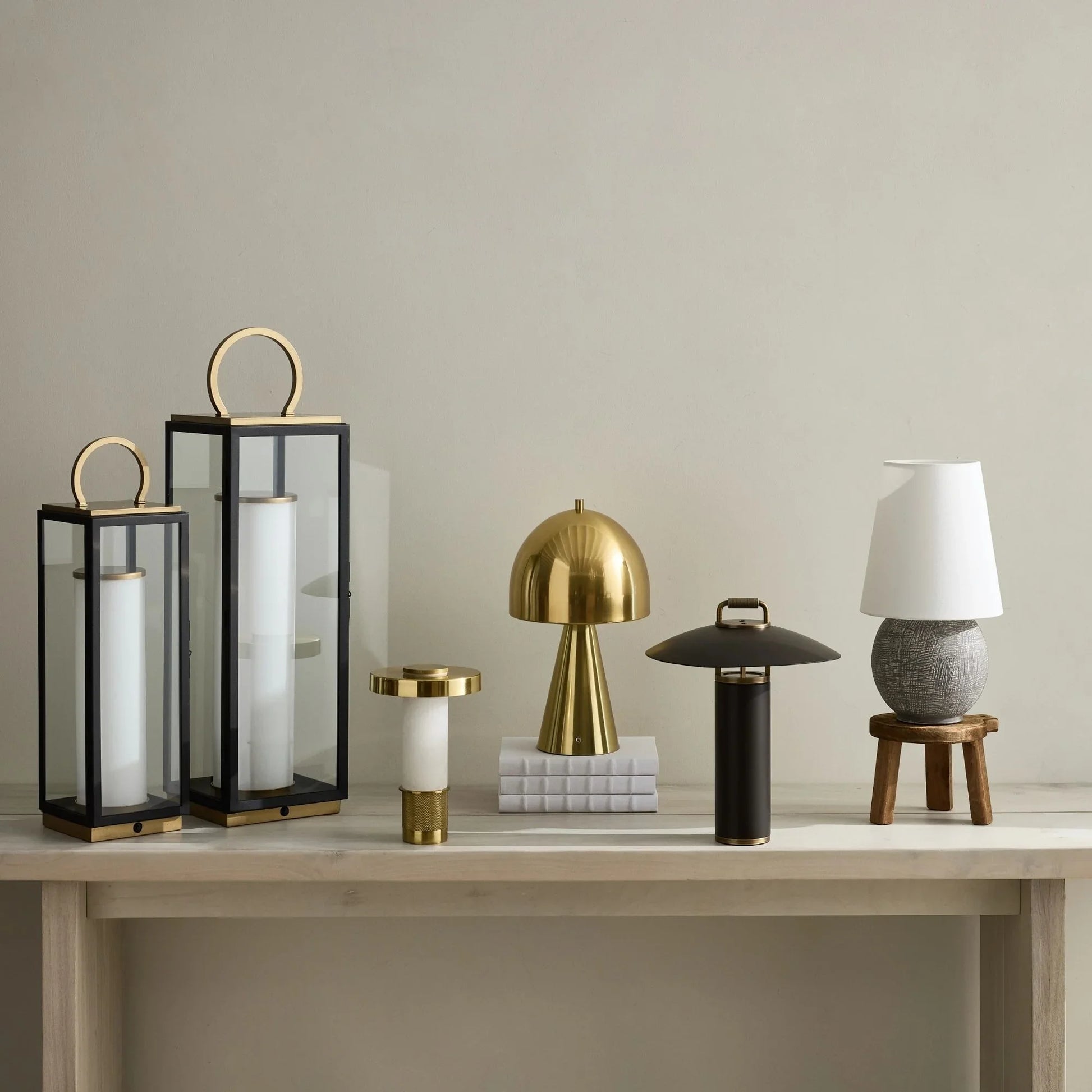 Troy Lighting - Gareth 29" LED Rechargeable Table Lamp, Patina Brass/Textured Black Finish | Bees Lighting