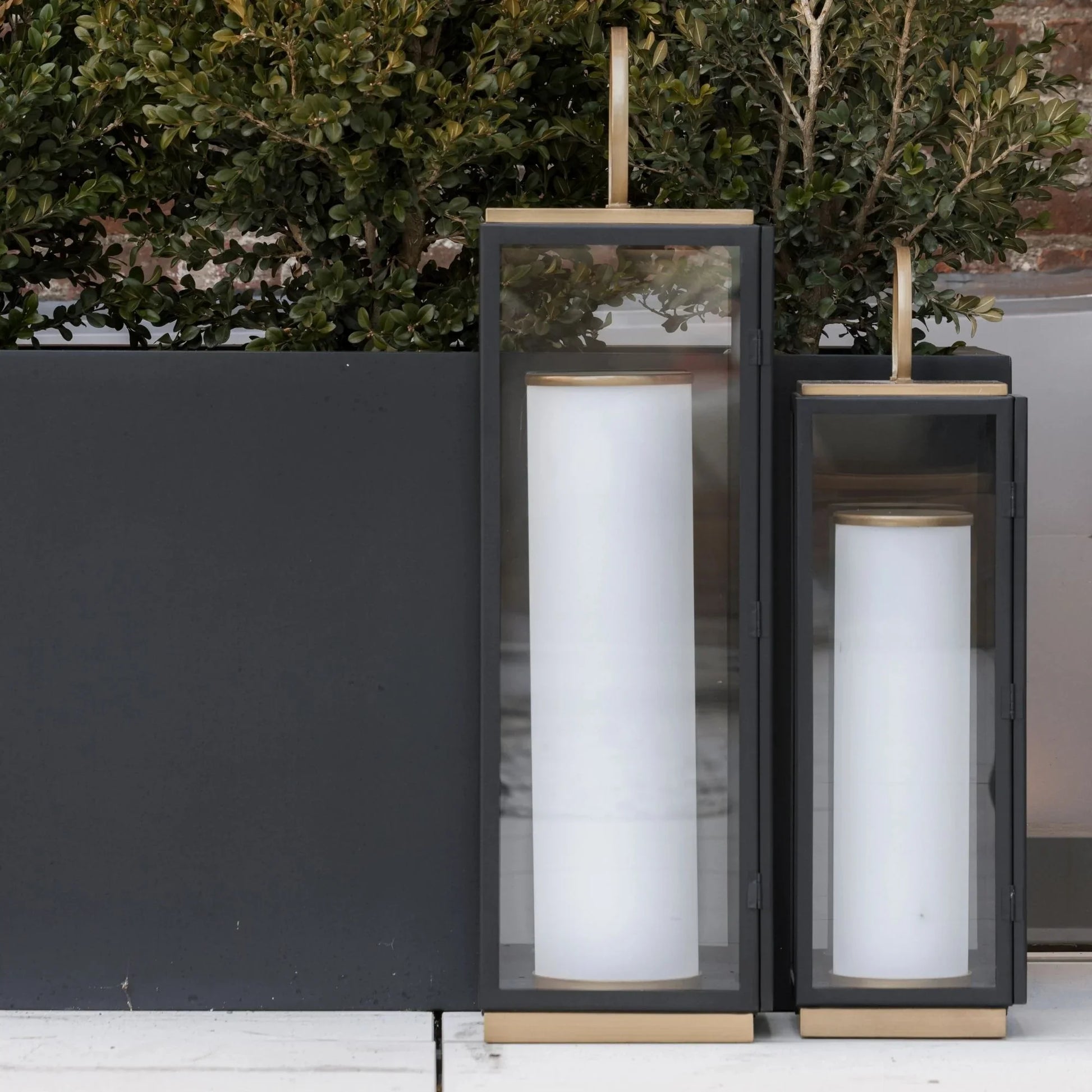 Troy Lighting - Gareth 29" LED Rechargeable Table Lamp, Patina Brass/Textured Black Finish | Bees Lighting