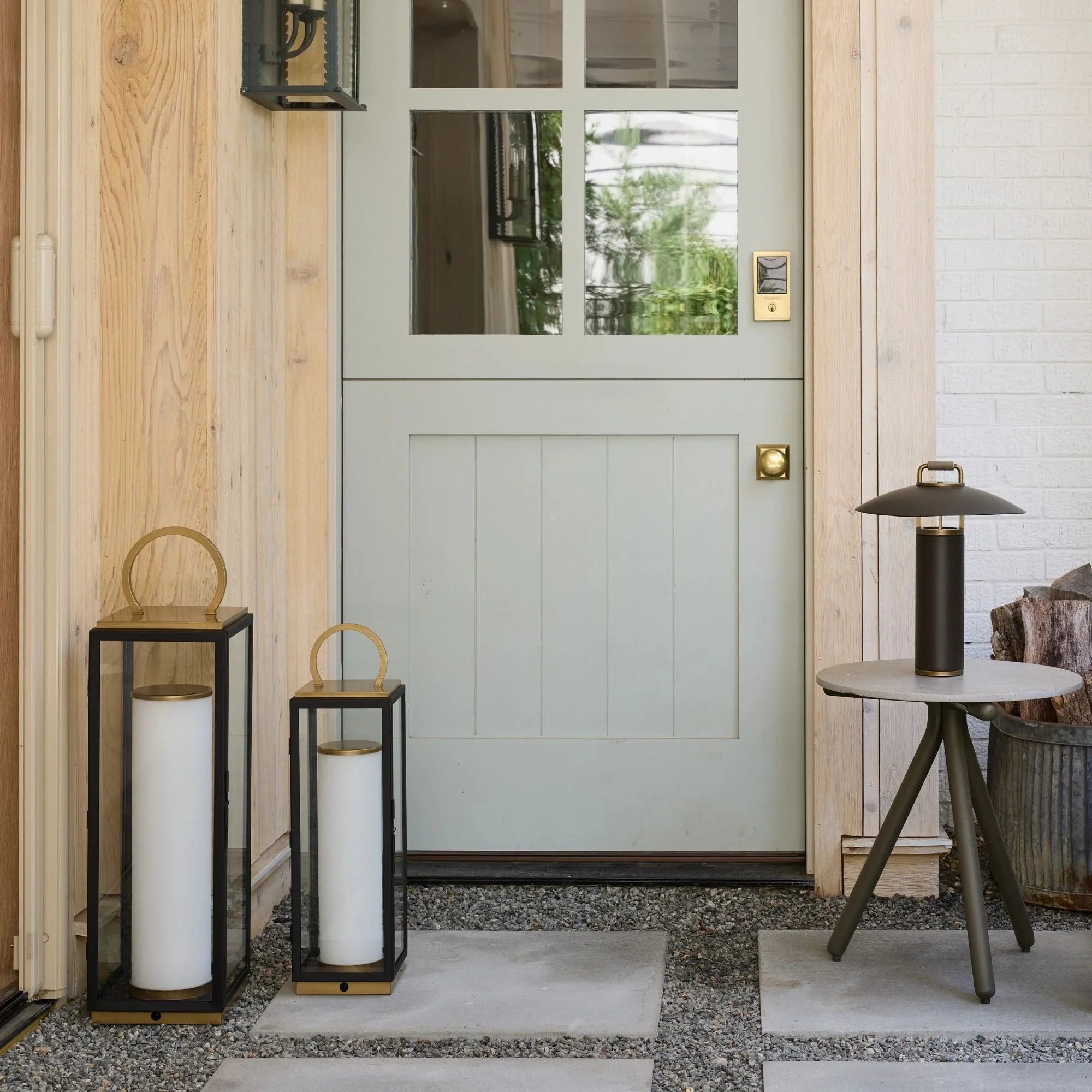 Troy Lighting - Gareth 29" LED Rechargeable Table Lamp, Patina Brass/Textured Black Finish | Bees Lighting