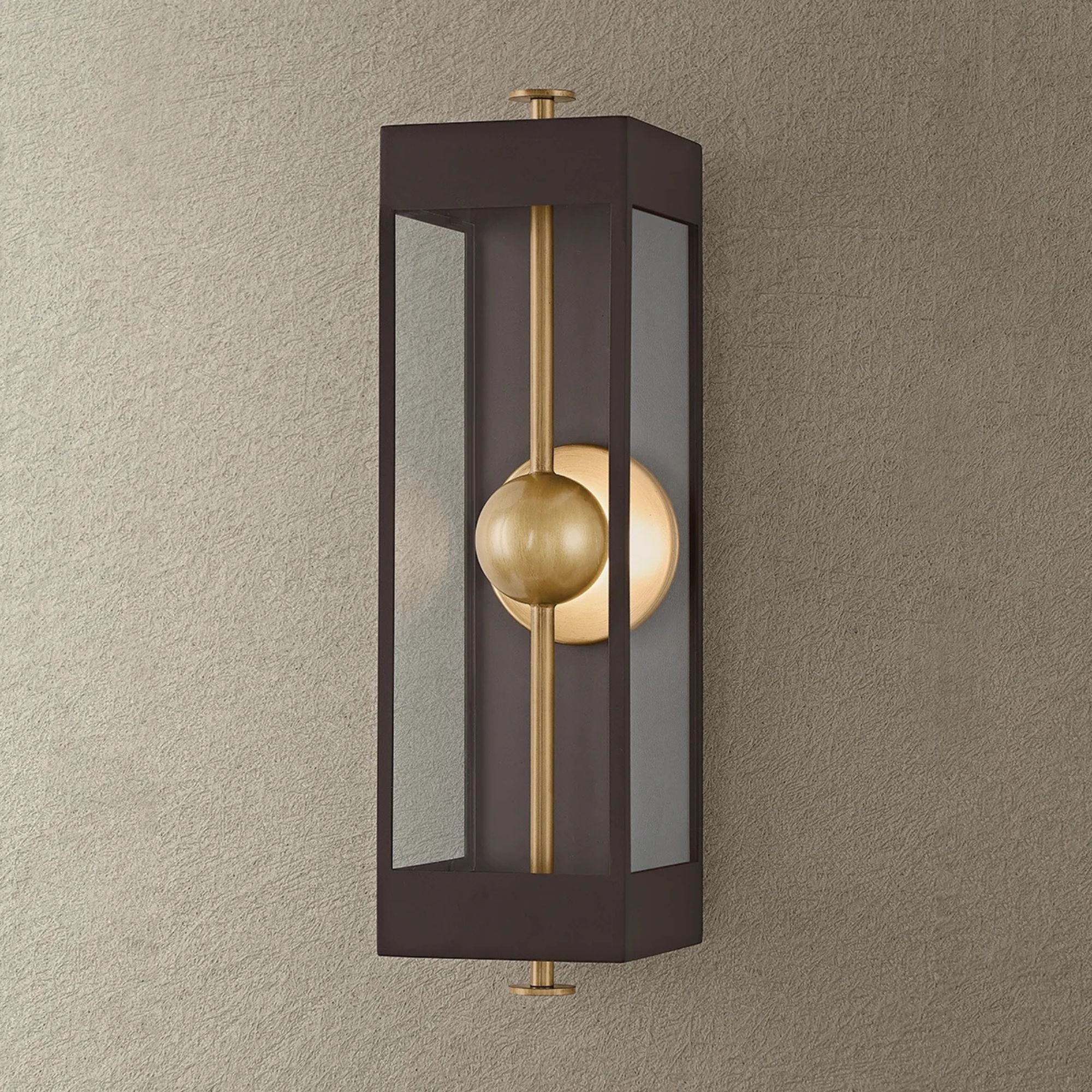 Troy Garvey 21 in. Wall Sconce, Textured Bronze & Patina Brass with Clear Glass