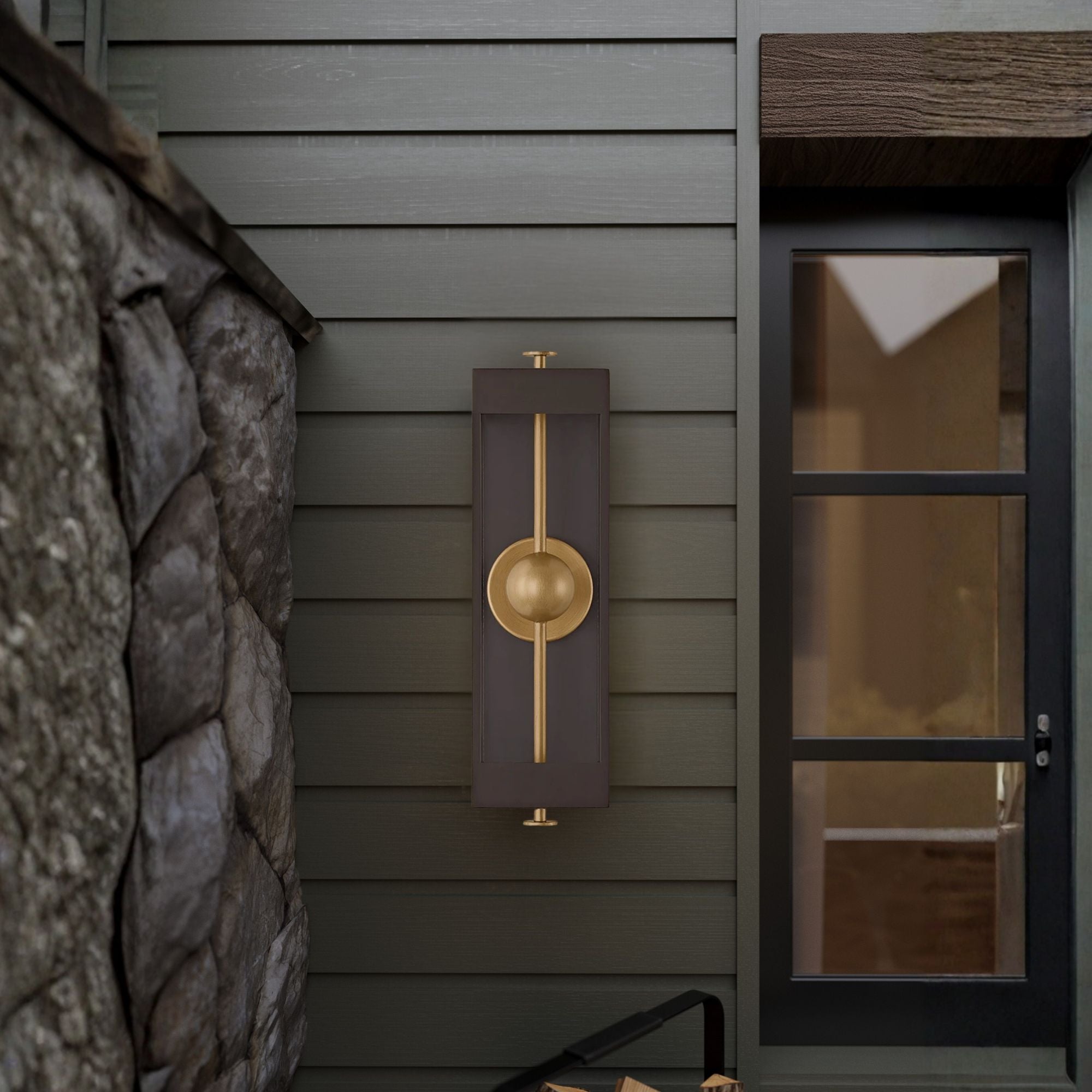 Troy Garvey Wall Sconce, Textured Bronze & Patina Brass with Clear Glass