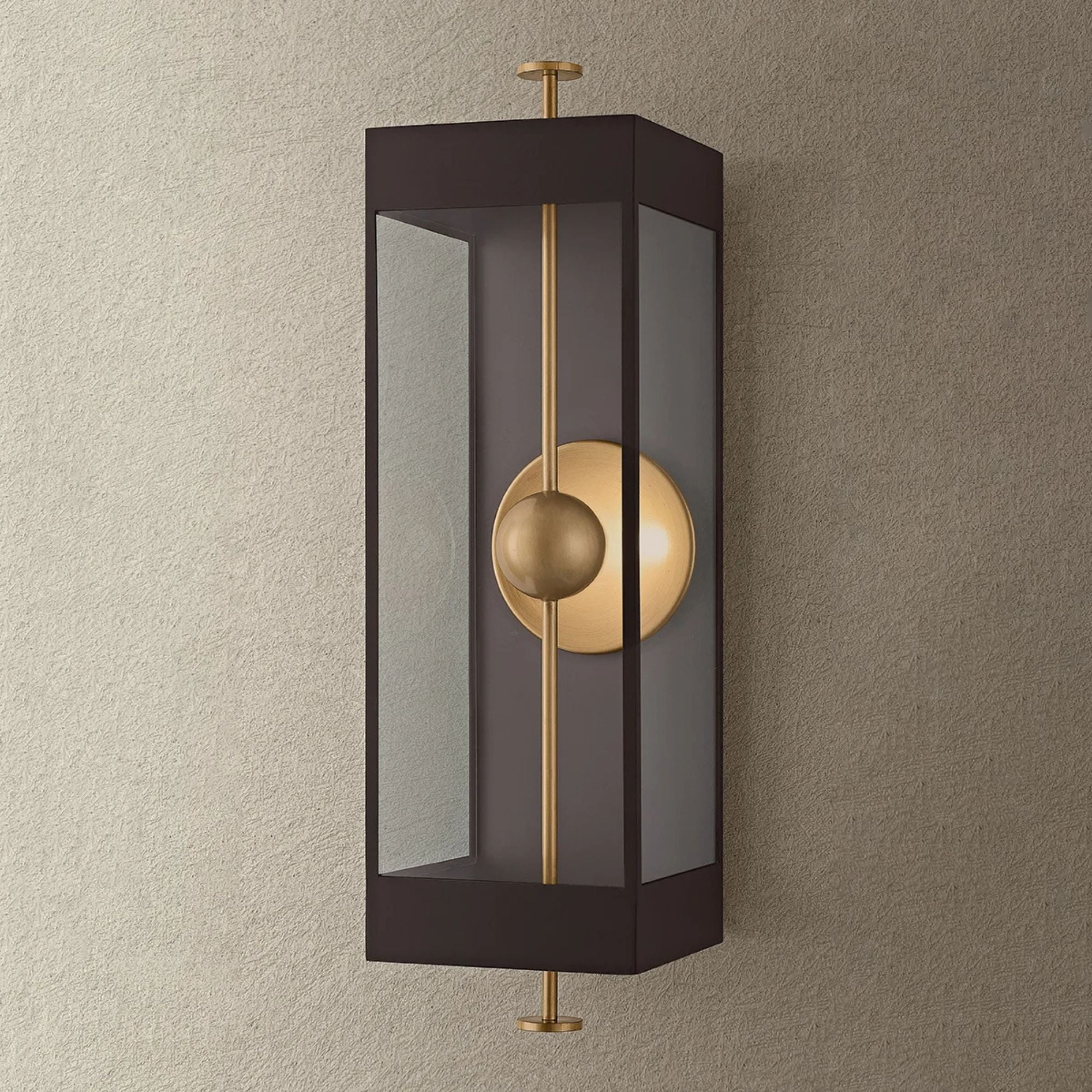 Troy Garvey 34.25 in. Wall Sconce, Textured Bronze & Patina Brass with Clear Glass