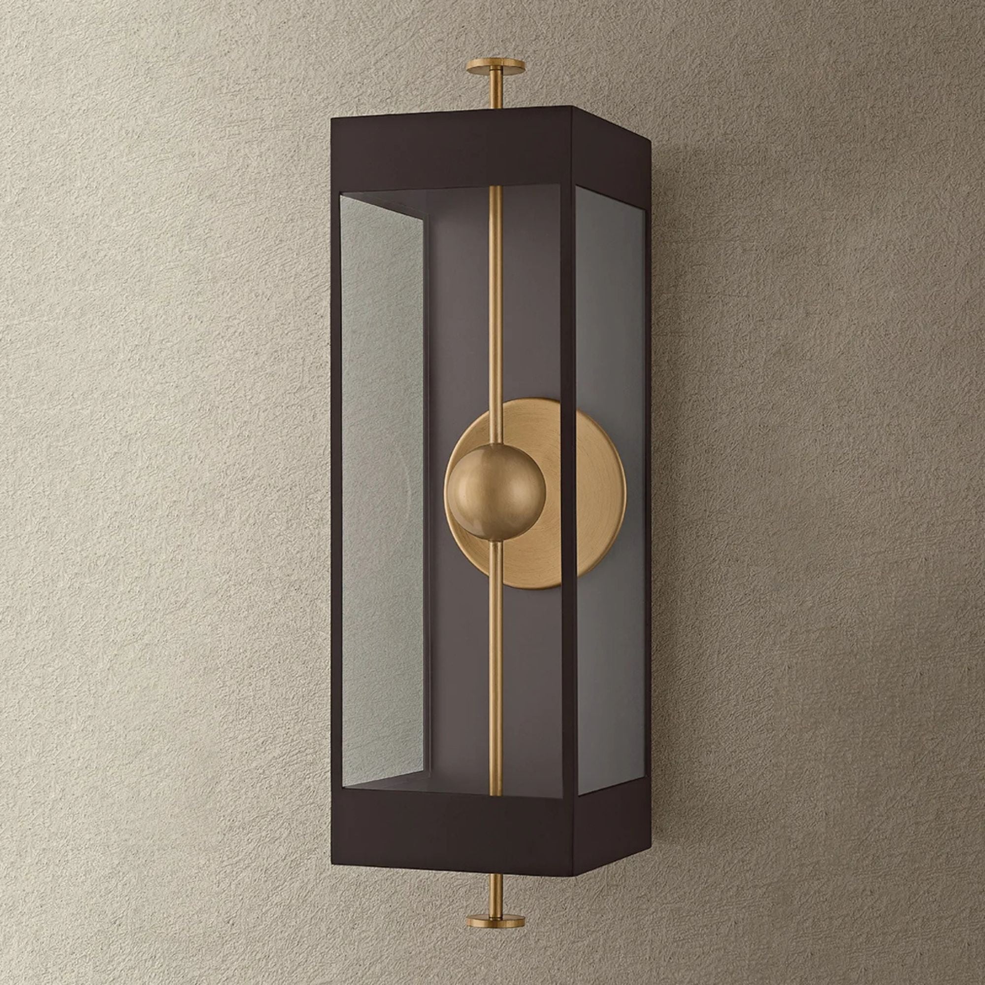 Troy Garvey 34.25 in. Wall Sconce, Textured Bronze & Patina Brass with Clear Glass