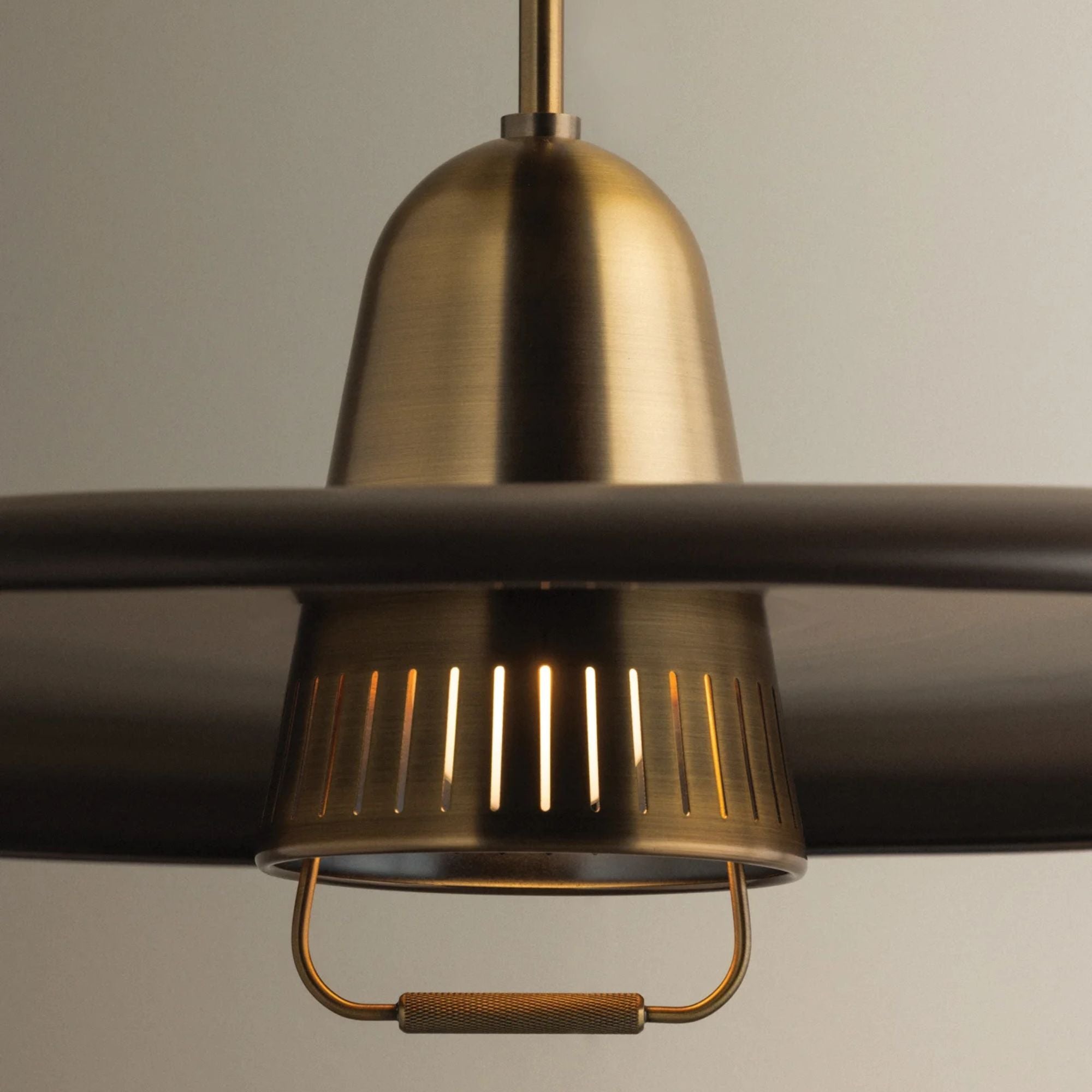 Troy Gilroy 24.75 in. Pendant Light, Patina Brass & Bronze with Metal Shade