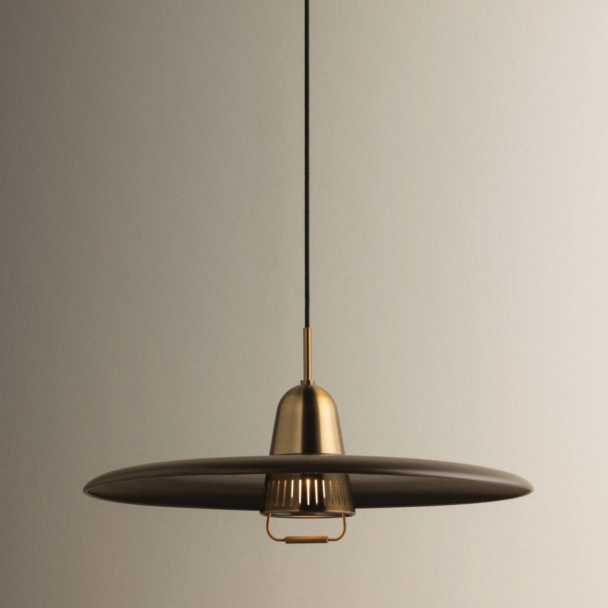 Troy Gilroy 24.75 in. Pendant Light, Patina Brass & Bronze with Metal Shade