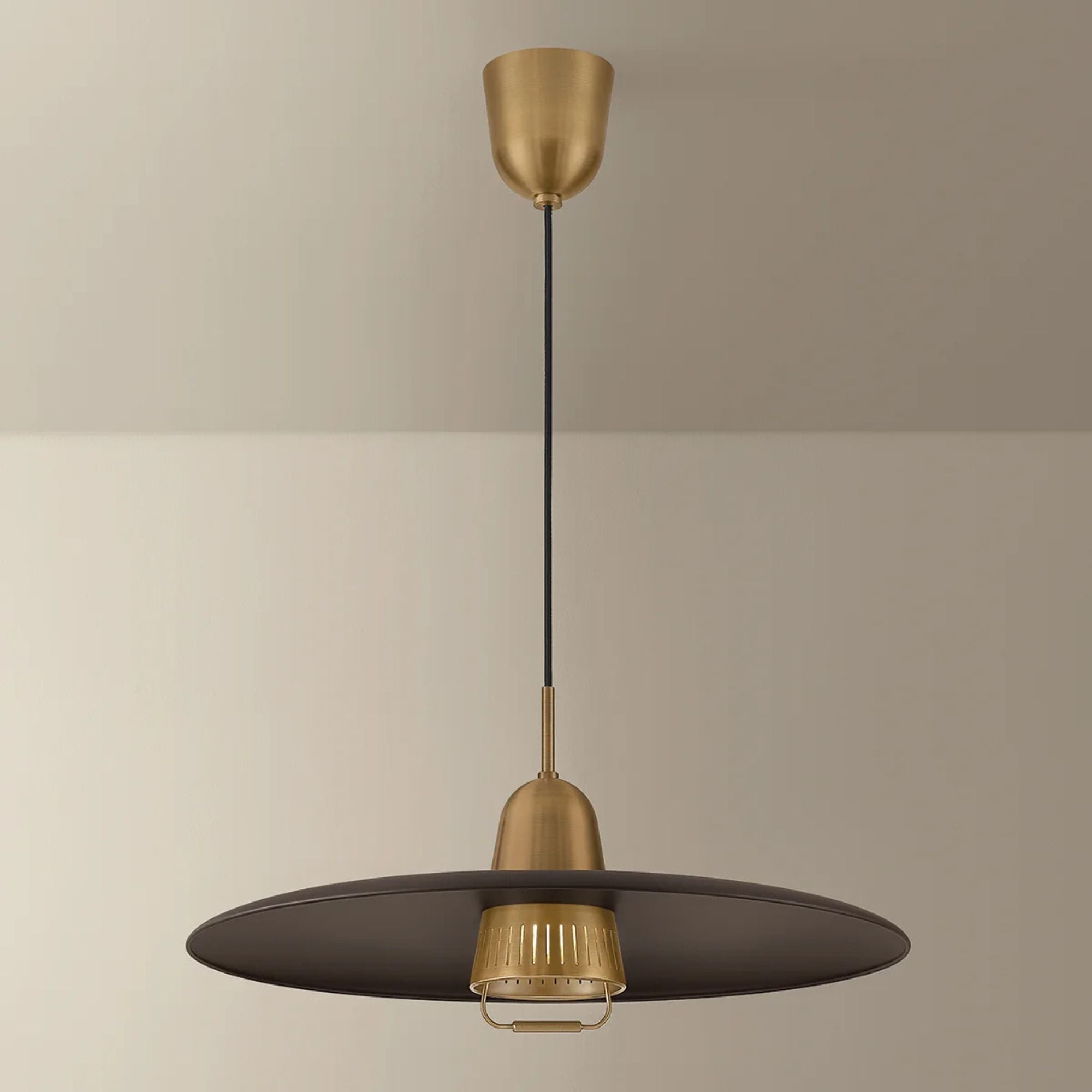 Troy Gilroy 24.75 in. Pendant Light, Patina Brass & Bronze with Metal Shade