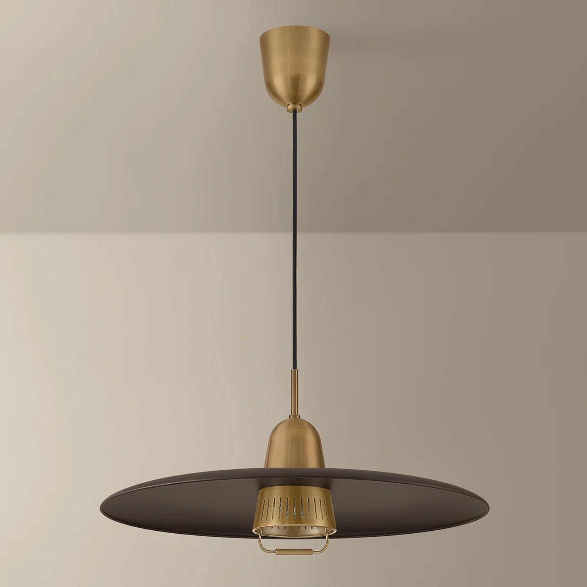 Troy Gilroy 24.75 in. Pendant Light, Patina Brass & Bronze with Metal Shade