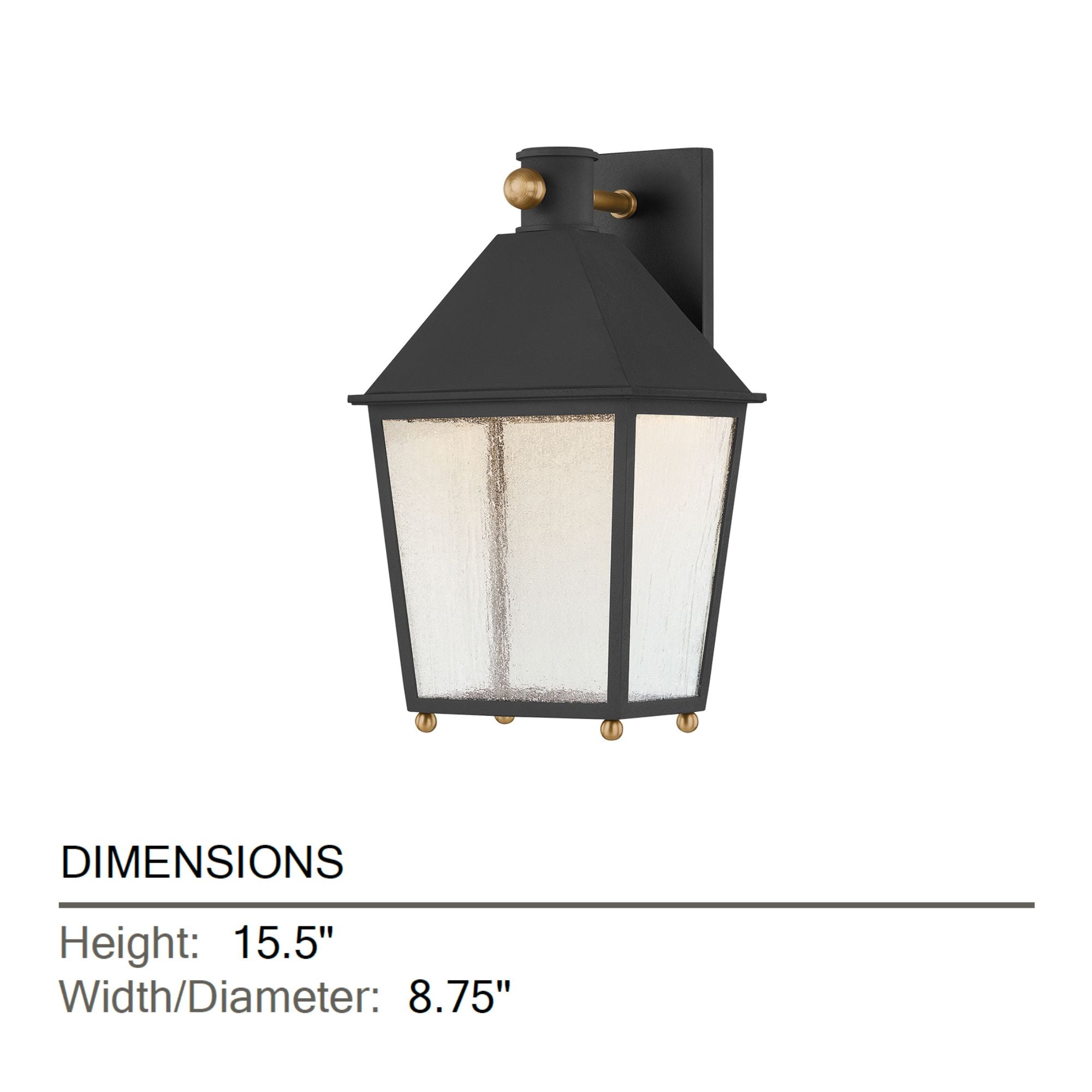 Troy Gladden 15.5 in. Wall Sconce, Texture Black & Patina Brass with Clear Seeded Glass