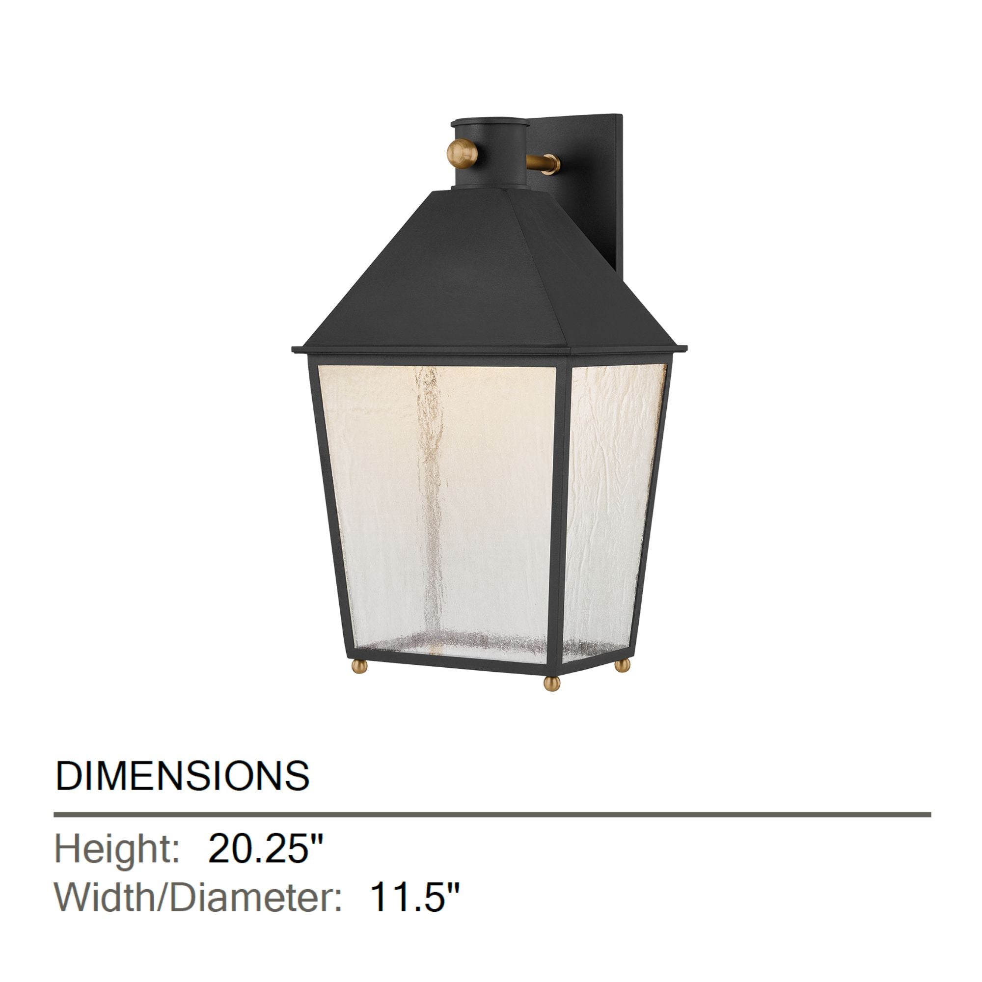 Troy Gladden 20.25 in. Wall Sconce, Texture Black & Patina Brass with Clear Seeded Glass