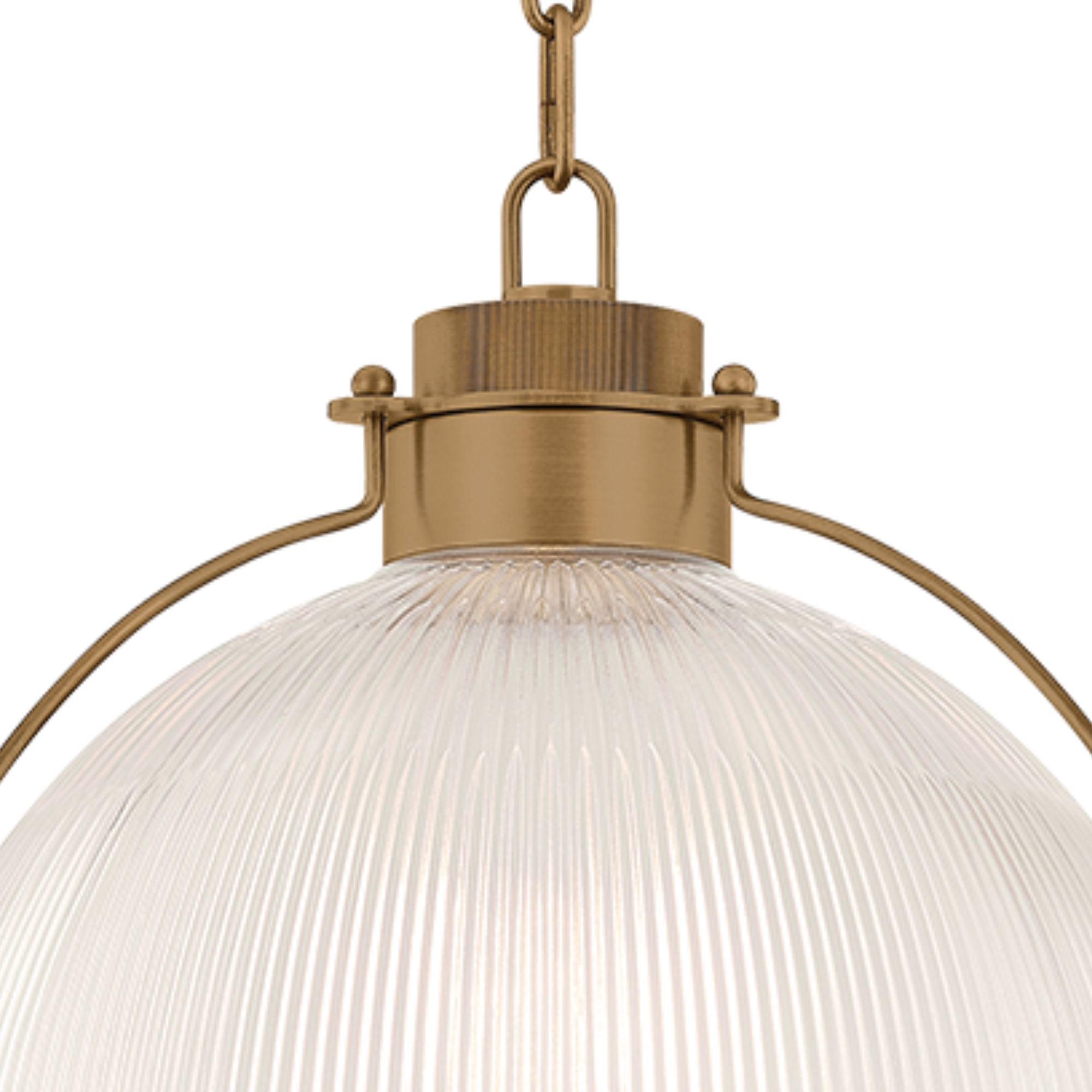 Troy Glint 16.75 in. Pendant Light, Patina Brass with Holophane Glass