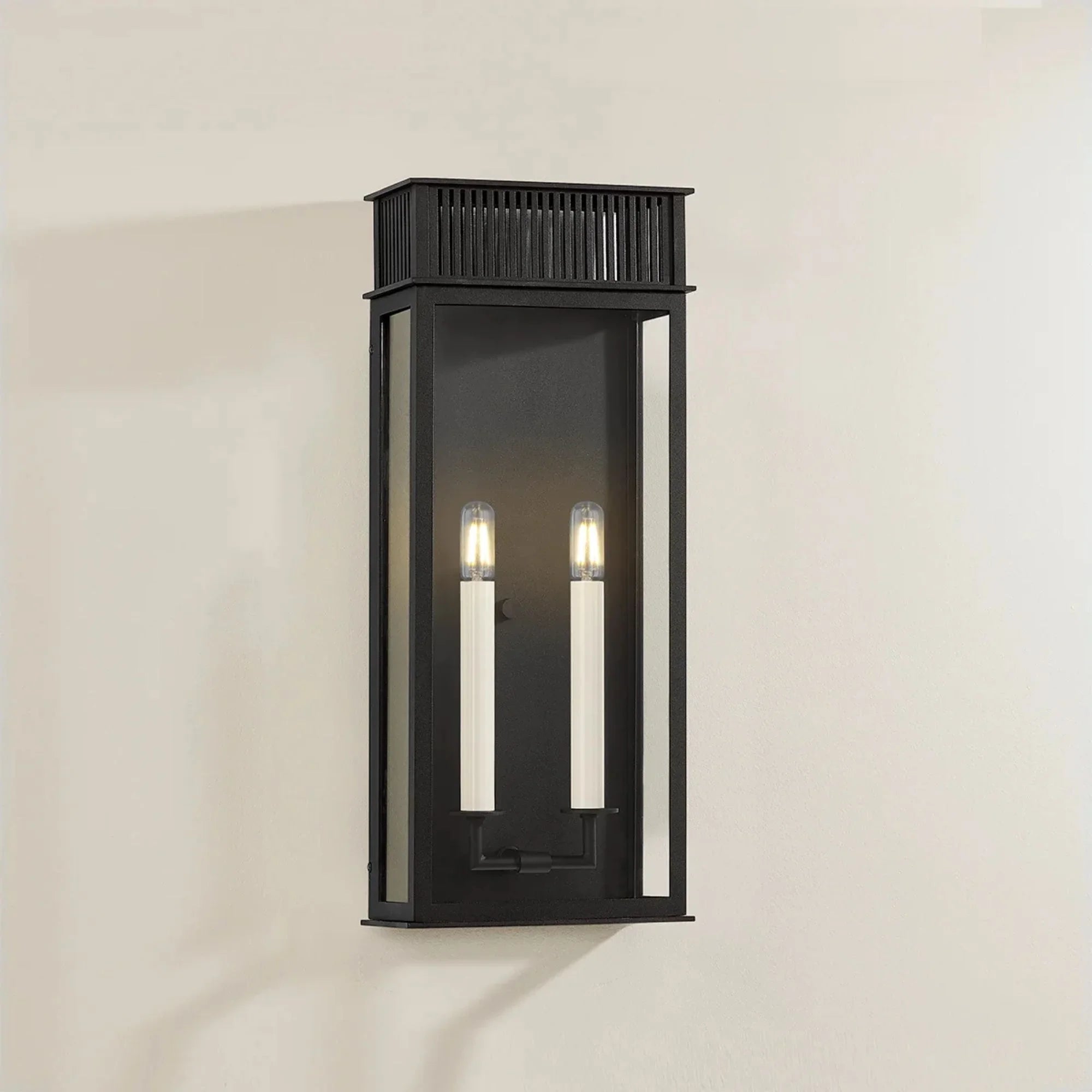Gridley 22" 2-Light Outdoor Wall Sconce, Textured Black Finish