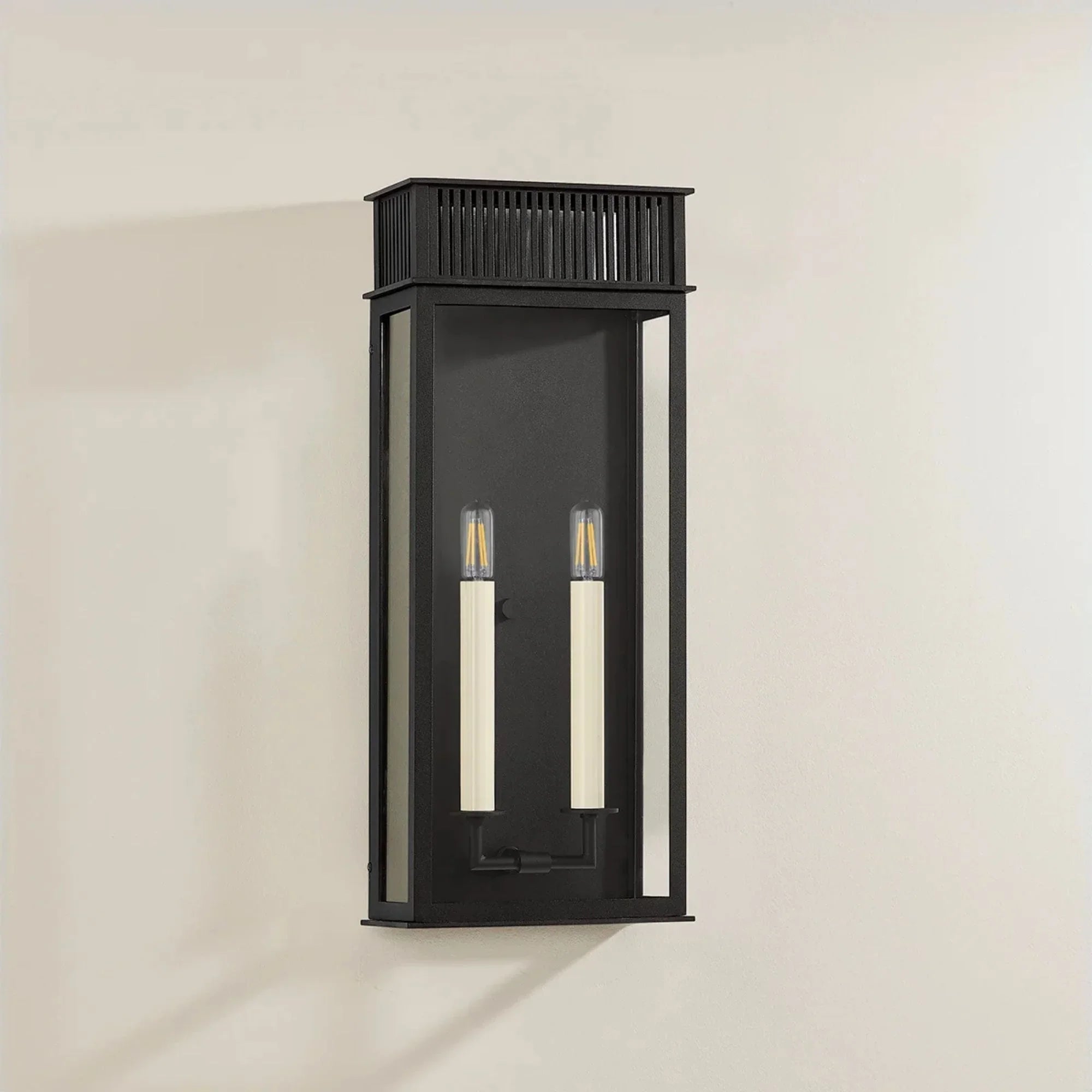 Gridley 22" 2-Light Outdoor Wall Sconce, Textured Black Finish