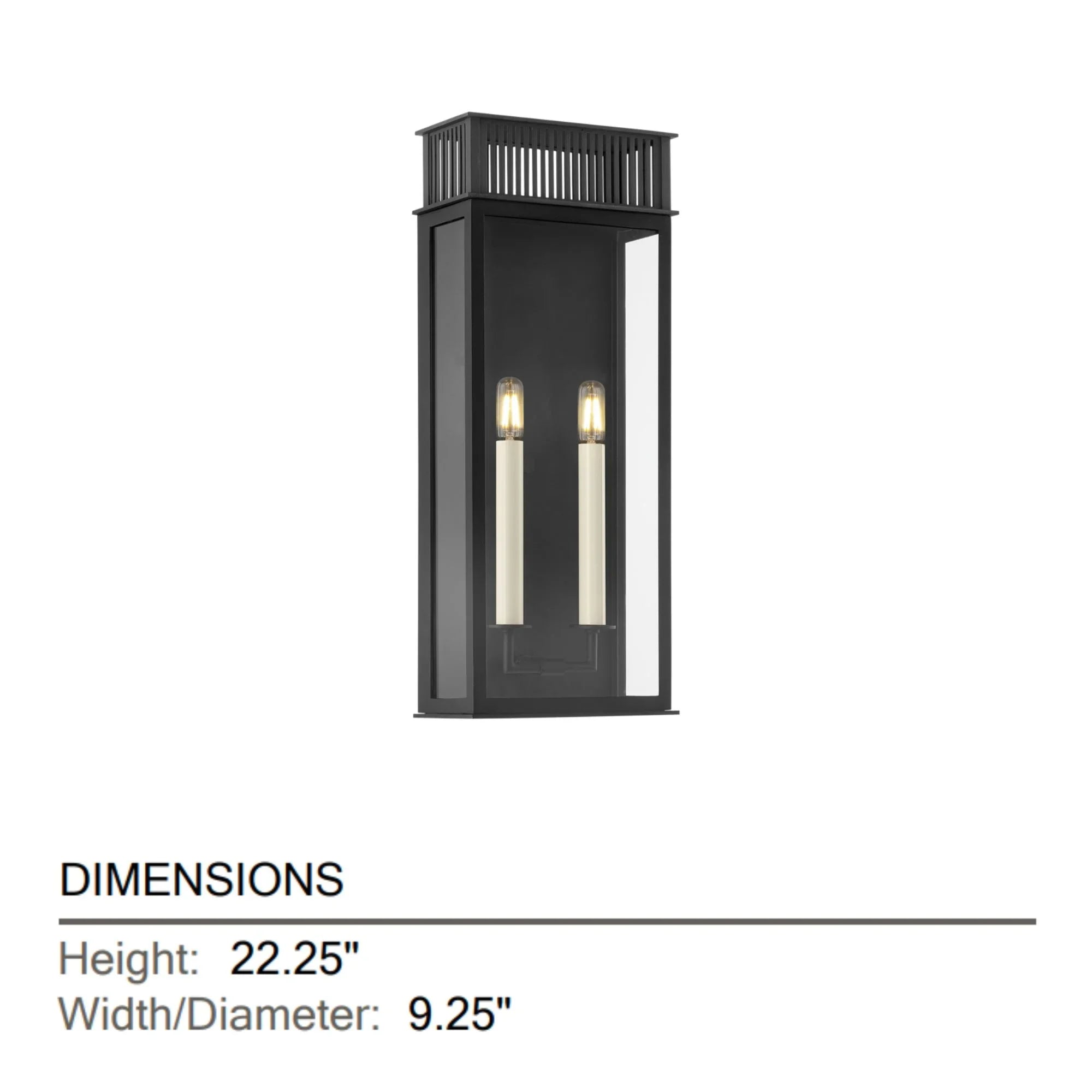 Gridley 22" 2-Light Outdoor Wall Sconce, Textured Black Finish