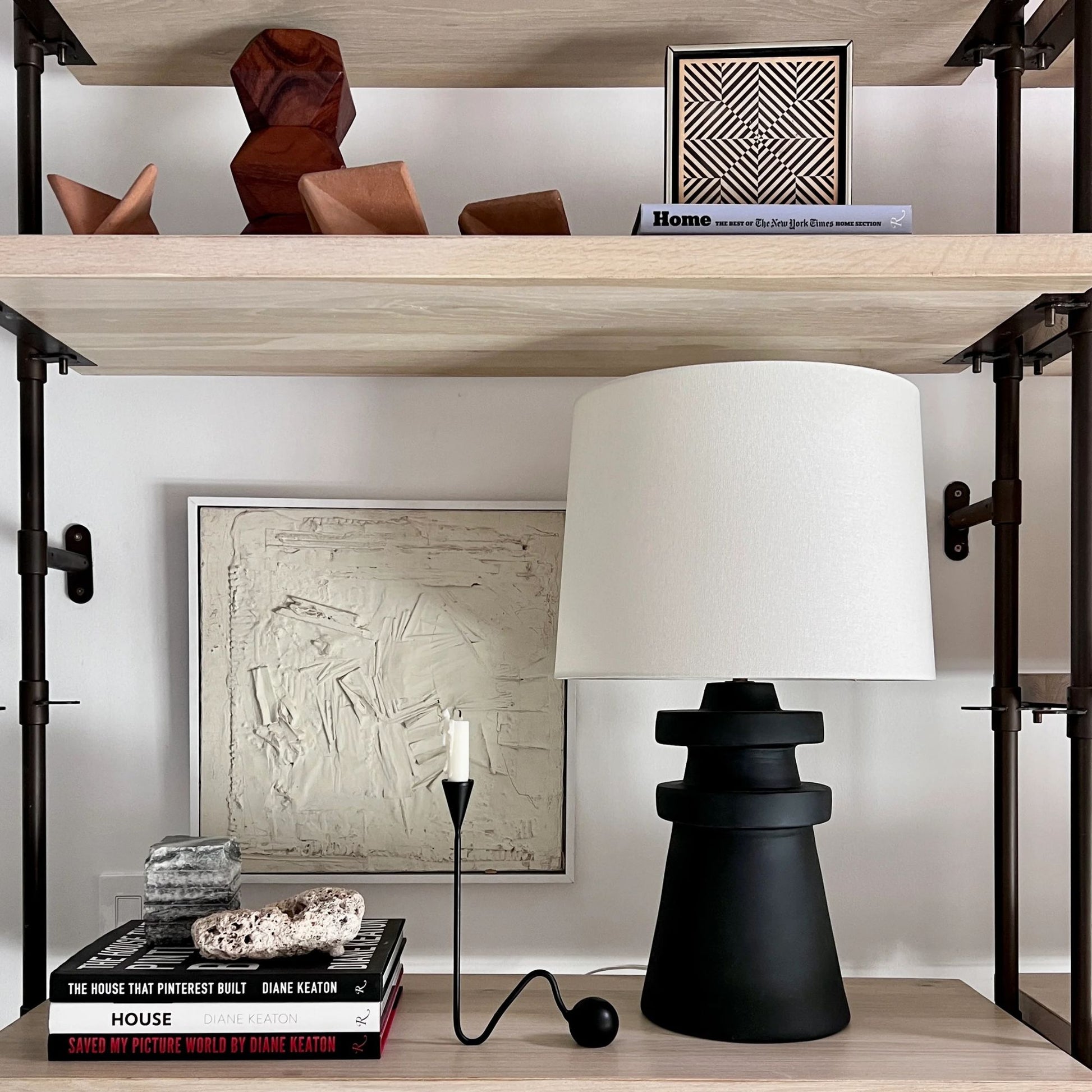 Troy Lighting - Grover 25" Table Lamp, Patina Brass/Ceramic Charcoal Finish | Bees Lighting