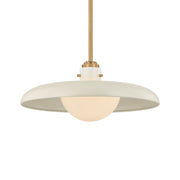 Troy Gustavo 20 in. Pendant Light, Patina Brass with Off-White & Opal Glossy Glass