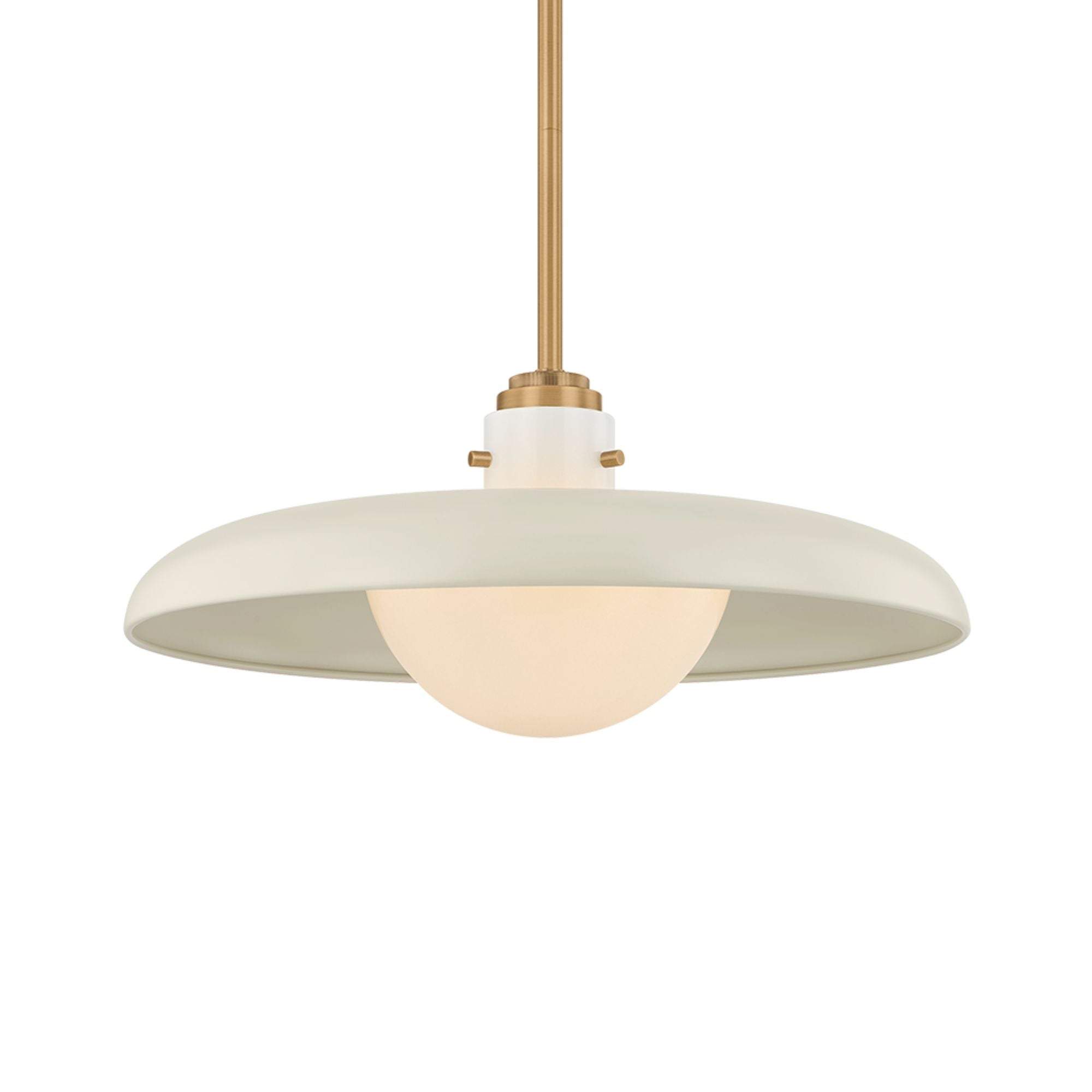 Troy Gustavo Pendant Light, Patina Brass with Off-White & Opal Glossy Glass