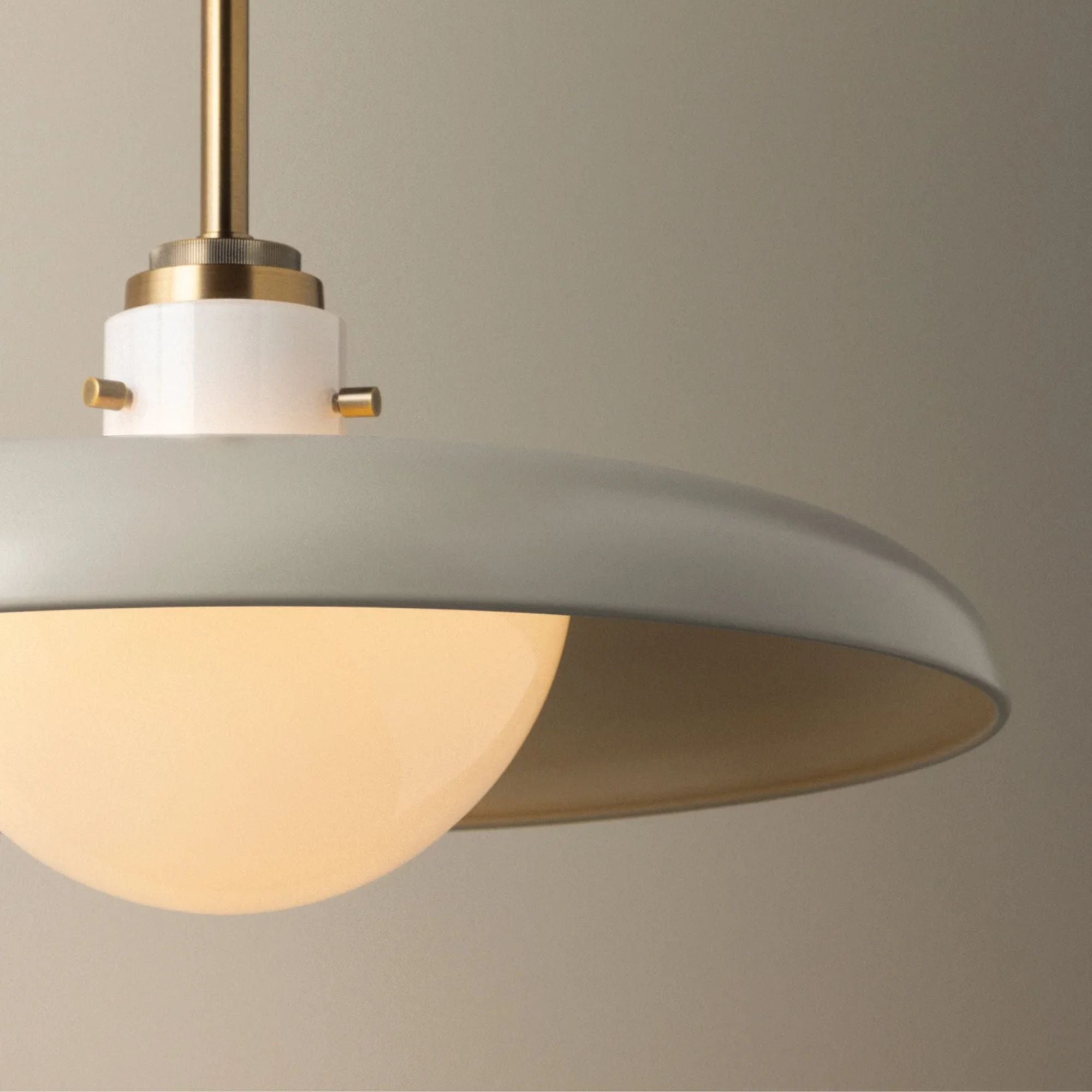 Troy Gustavo Pendant Light, Patina Brass with Off-White & Opal Glossy Glass