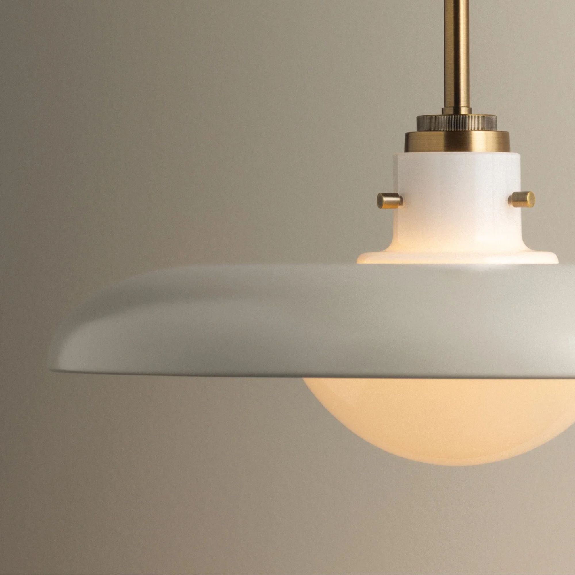 Troy Gustavo 20 in. Pendant Light, Patina Brass with Off-White & Opal Glossy Glass