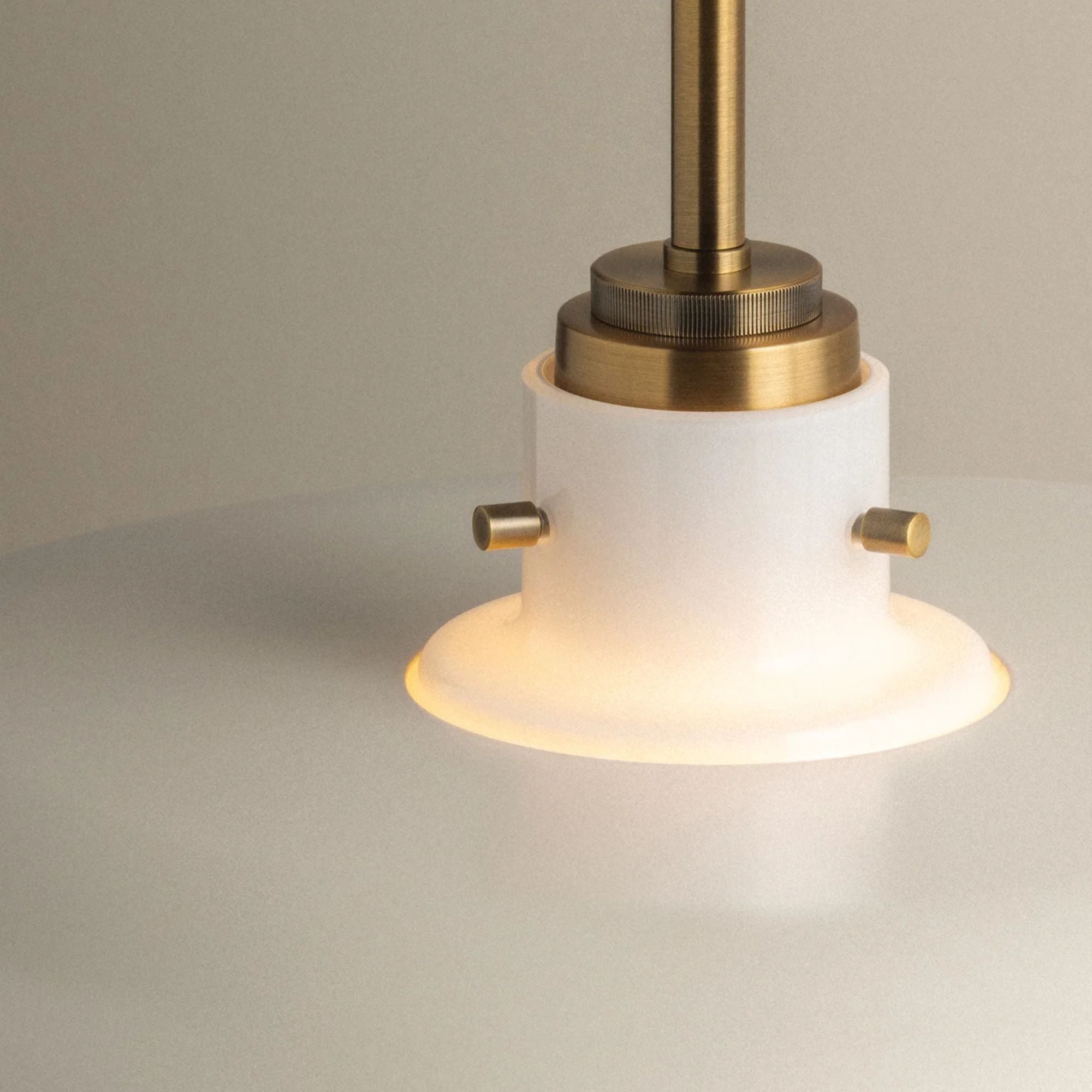 Troy Gustavo 20 in. Pendant Light, Patina Brass with Off-White & Opal Glossy Glass