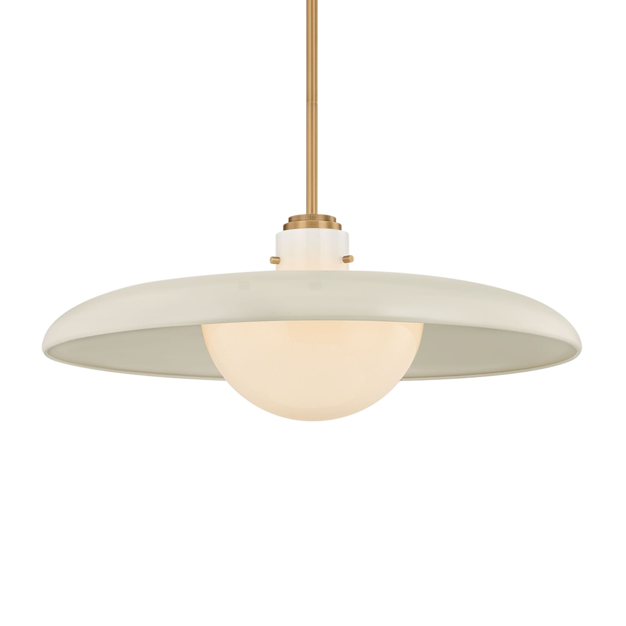 Troy Gustavo 28 in. Pendant Light, Patina Brass with Off-White & Opal Glossy Glass