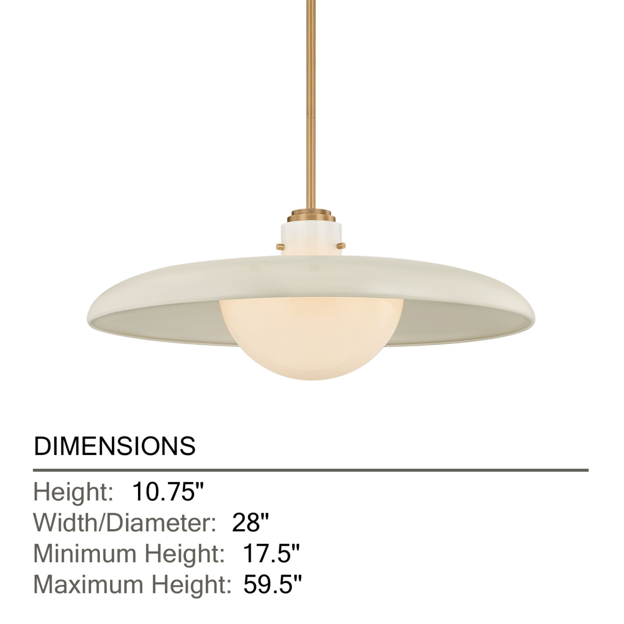 Troy Gustavo 28 in. Pendant Light, Patina Brass with Off-White & Opal Glossy Glass