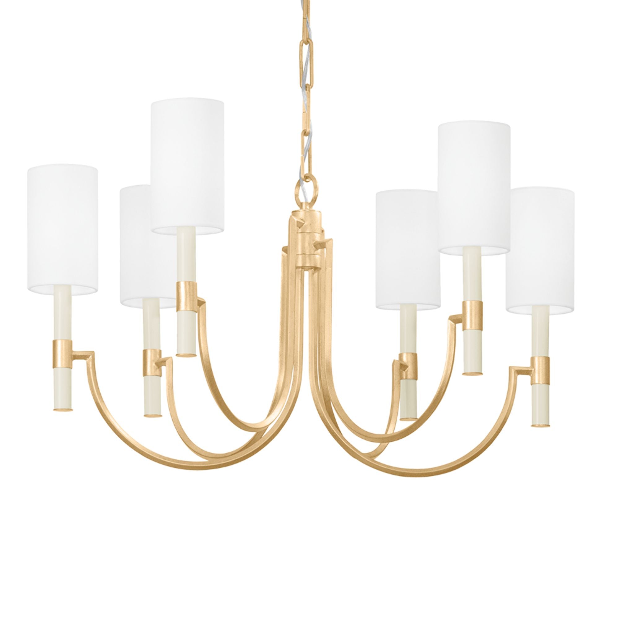 Gustine 31" 6-Light Chandelier, Vintage Gold Leaf Finish