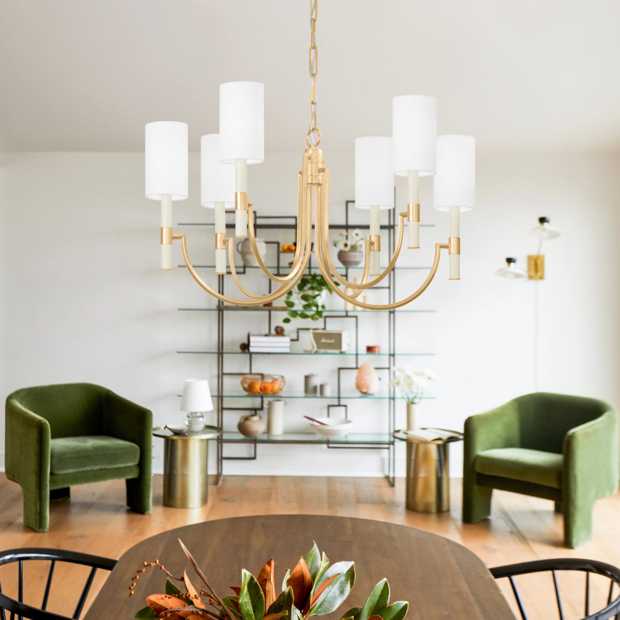 Gustine 31" 6-Light Chandelier, Vintage Gold Leaf Finish