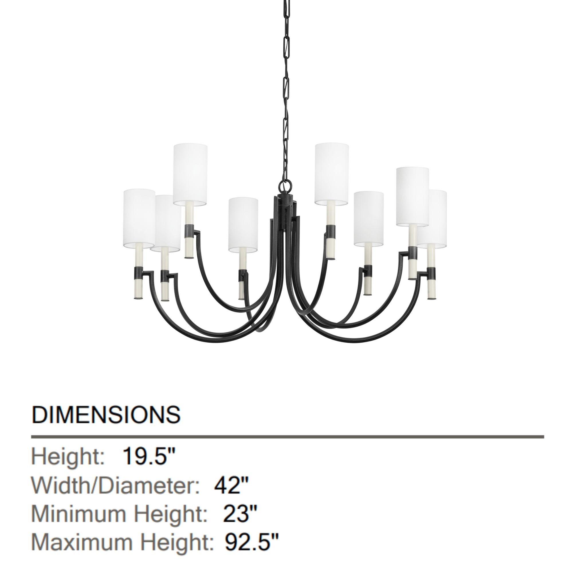 Gustine 42" 8-Light Chandelier, Forged Iron Finish