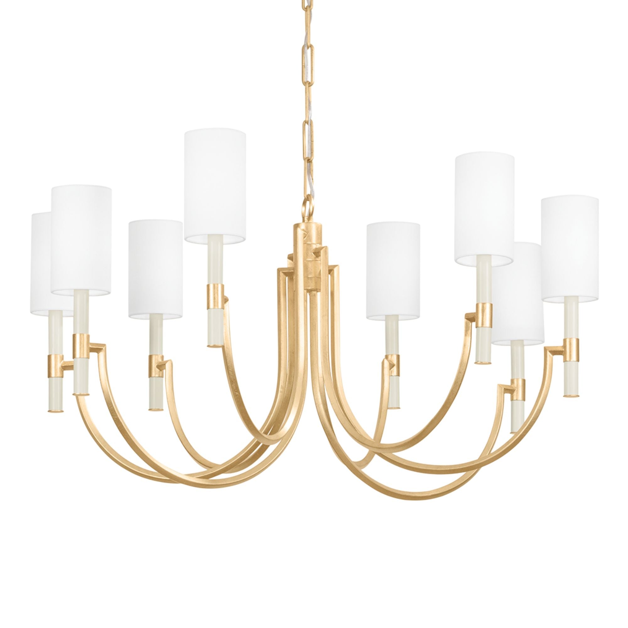 Gustine 42" 8-Light Chandelier, Vintage Gold Leaf Finish