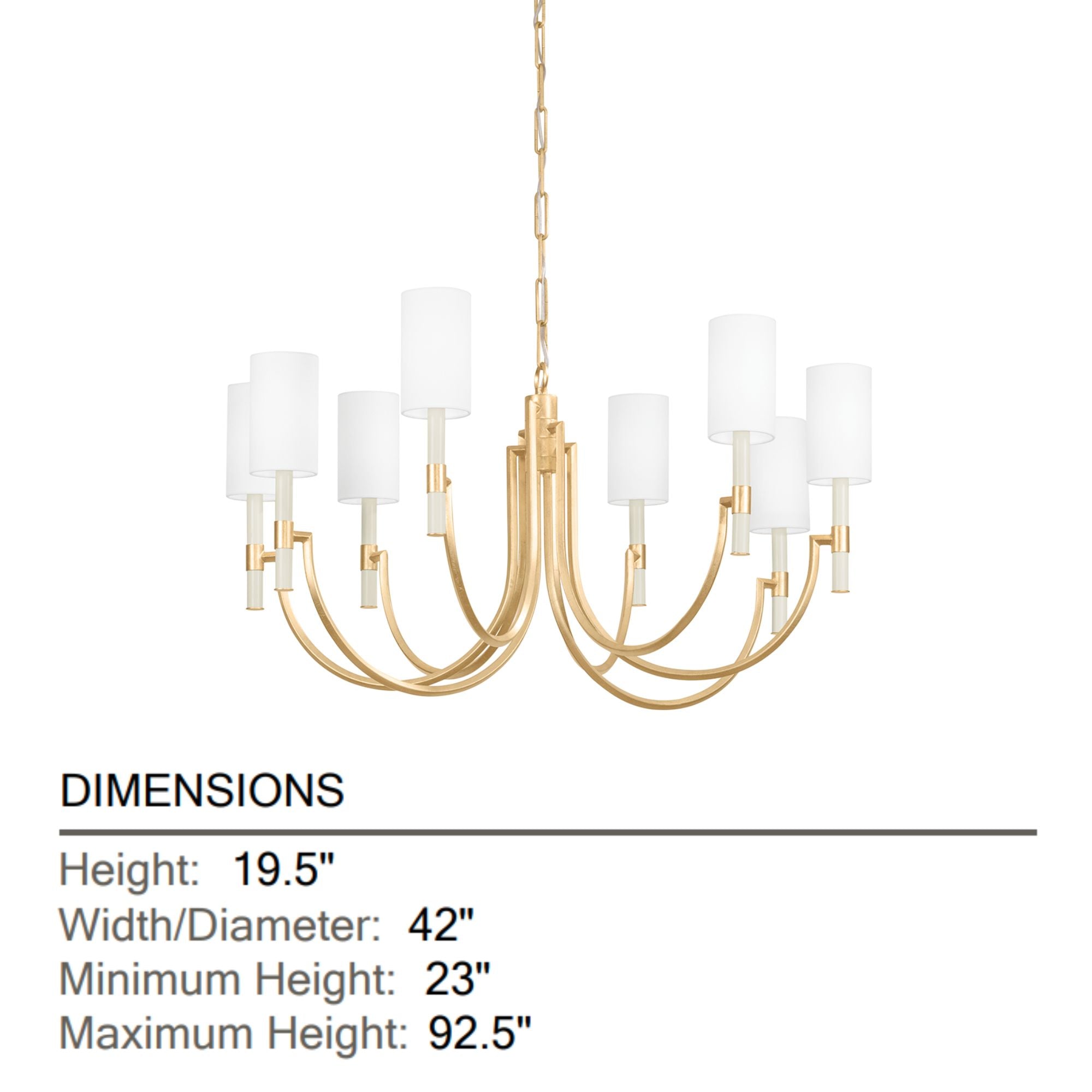 Gustine 42" 8-Light Chandelier, Vintage Gold Leaf Finish