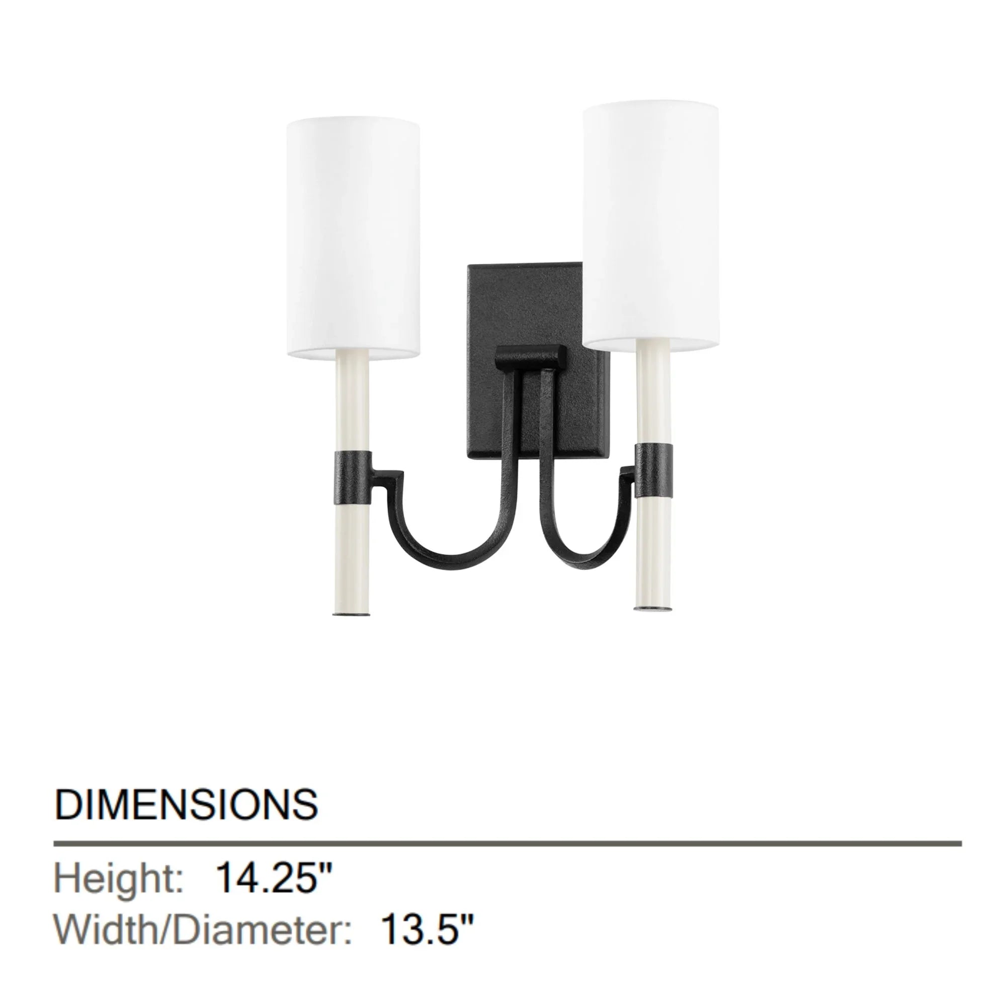 Gustine 14" 2-Light Wall Sconce, Forged Iron Finish