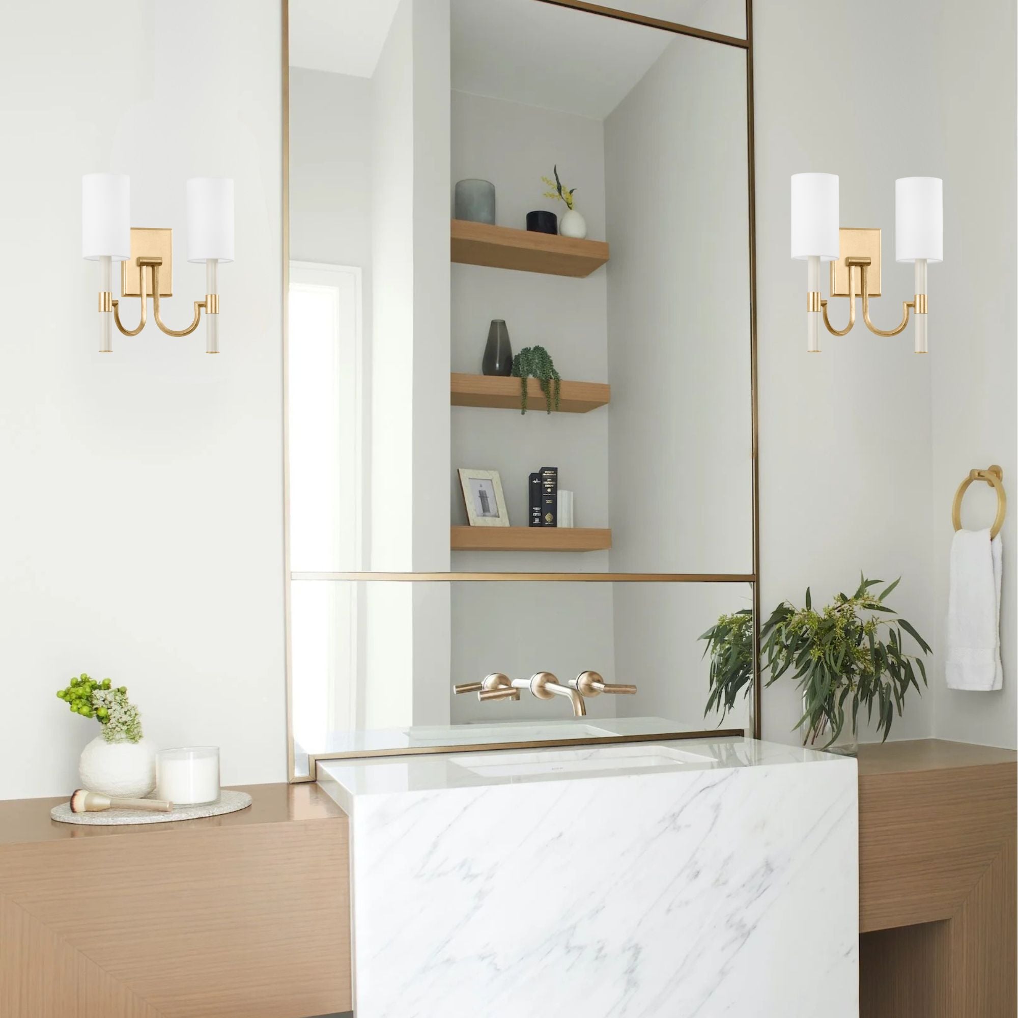 Gustine 14" 2-Light Wall Sconce, Vintage Gold Leaf Finish