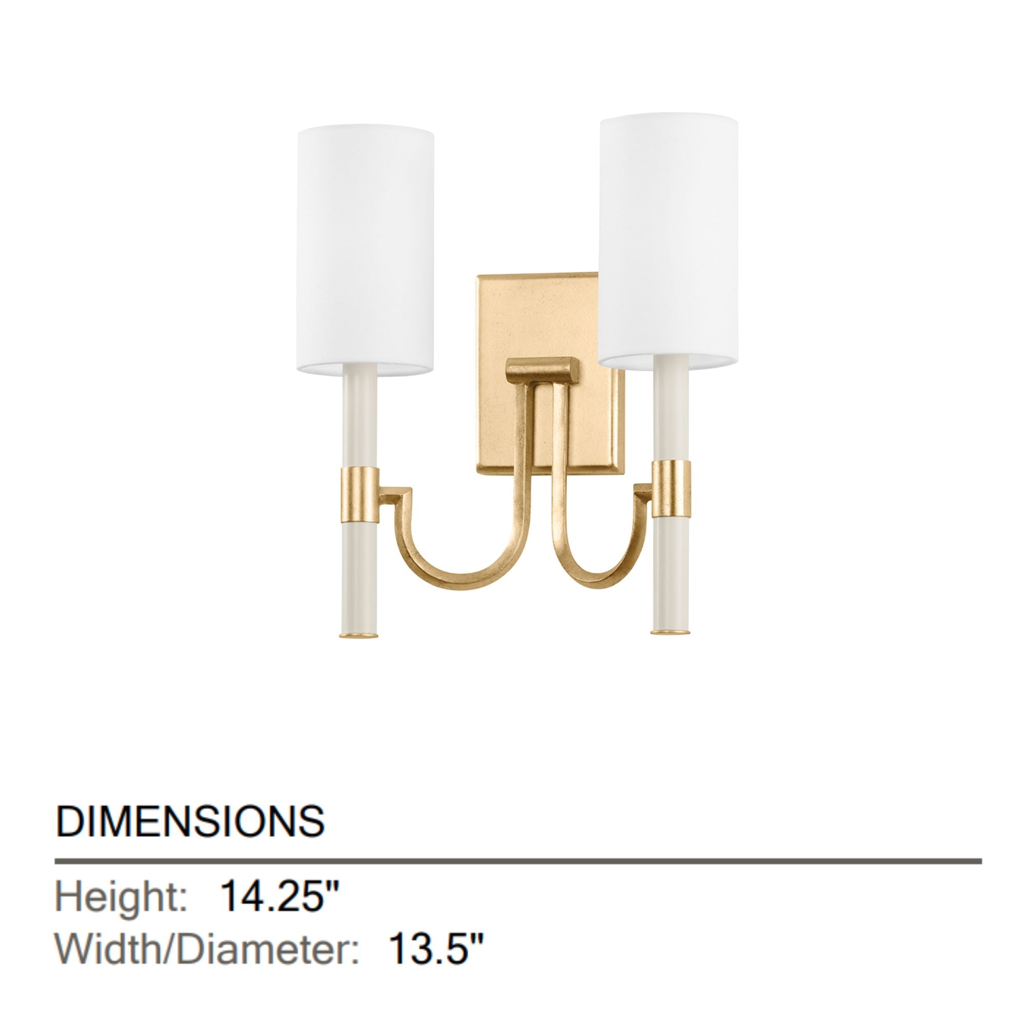 Gustine 14" 2-Light Wall Sconce, Vintage Gold Leaf Finish