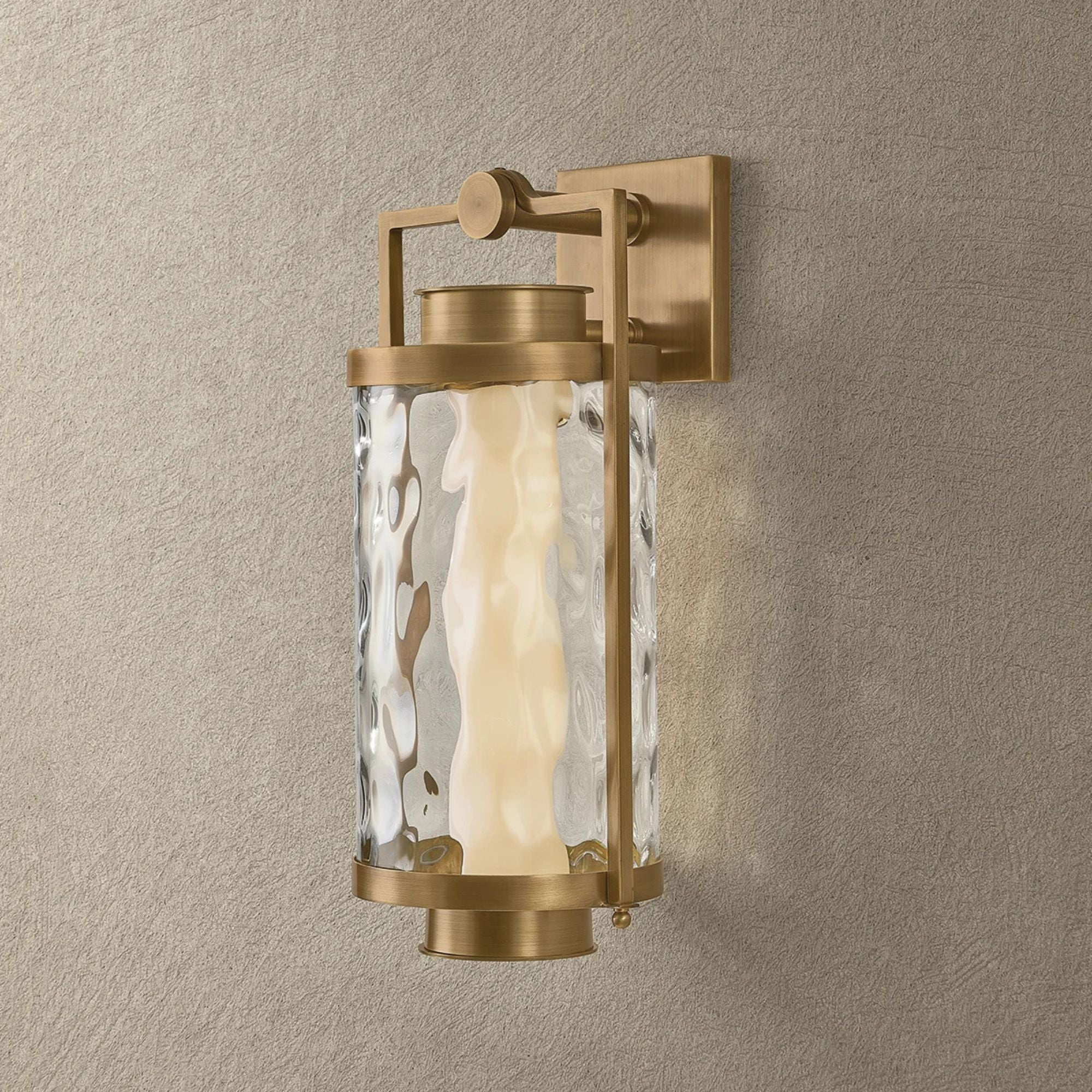 Troy Haddock 17 in. Wall Sconce, Patina Brass with Clear Optic Glass