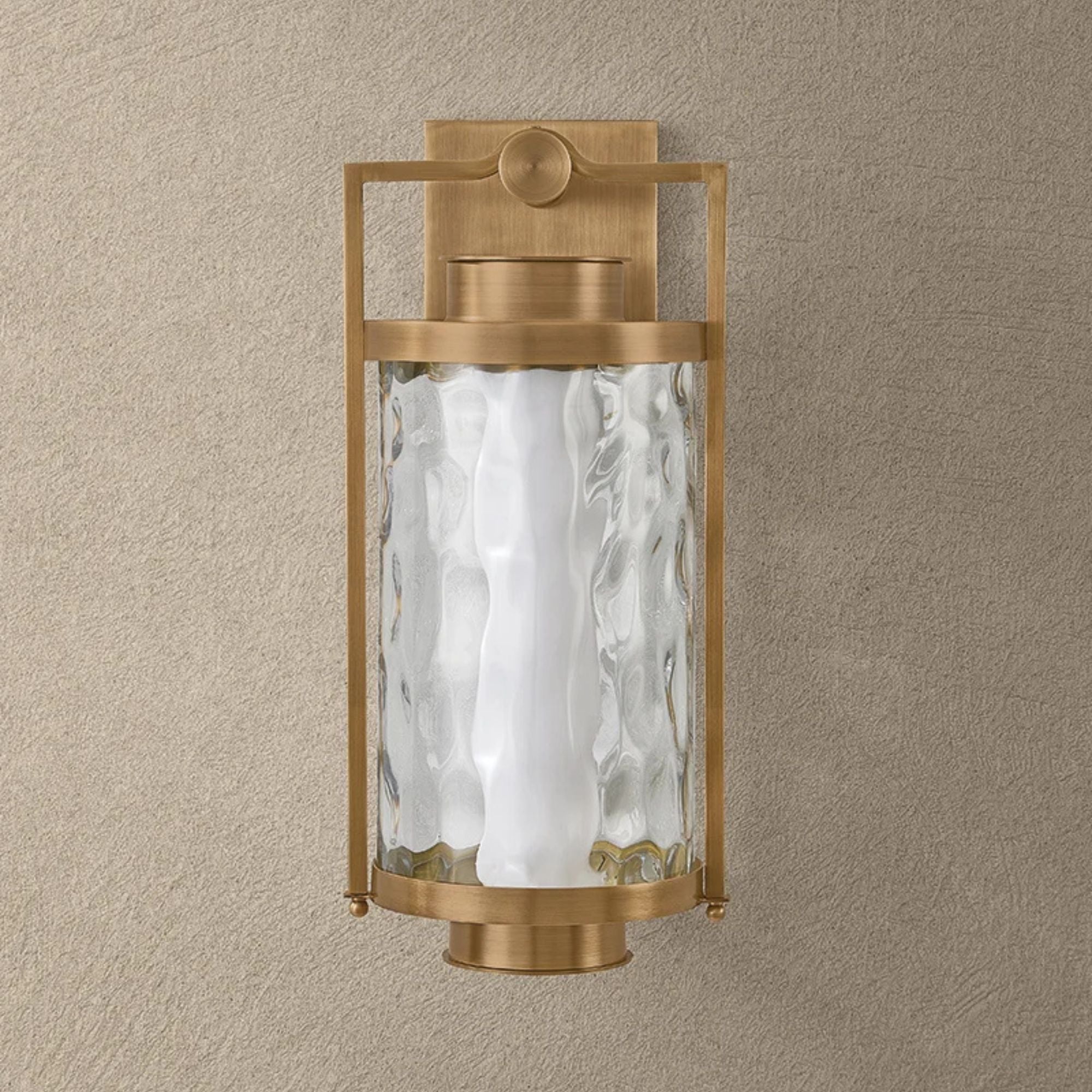 Troy Haddock Wall Sconce, Patina Brass with Clear Optic Glass